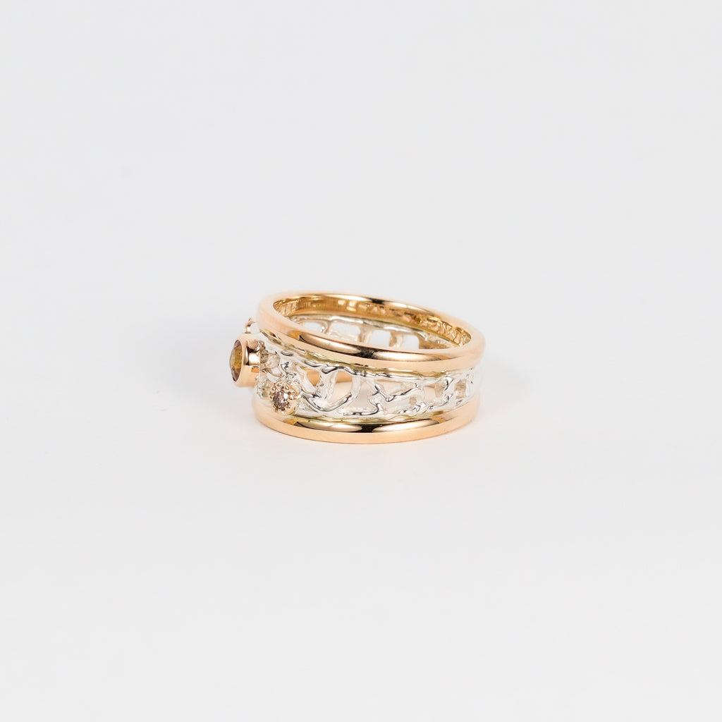 Coral Bay Jewels - Yellow Sapphire & Argyle Diamond Two Tone Ring