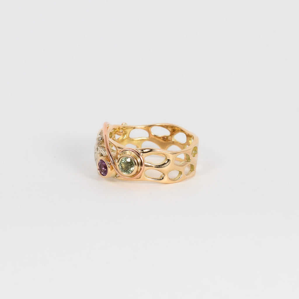 Coral Bay Jewels - Two-tone Sapphire & Turtle Gold Ring