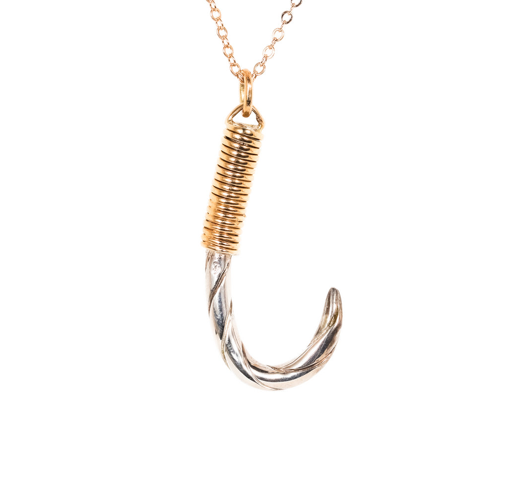 Leon Baker Sterling Silver and 9K Yellow Gold Hook Pendant