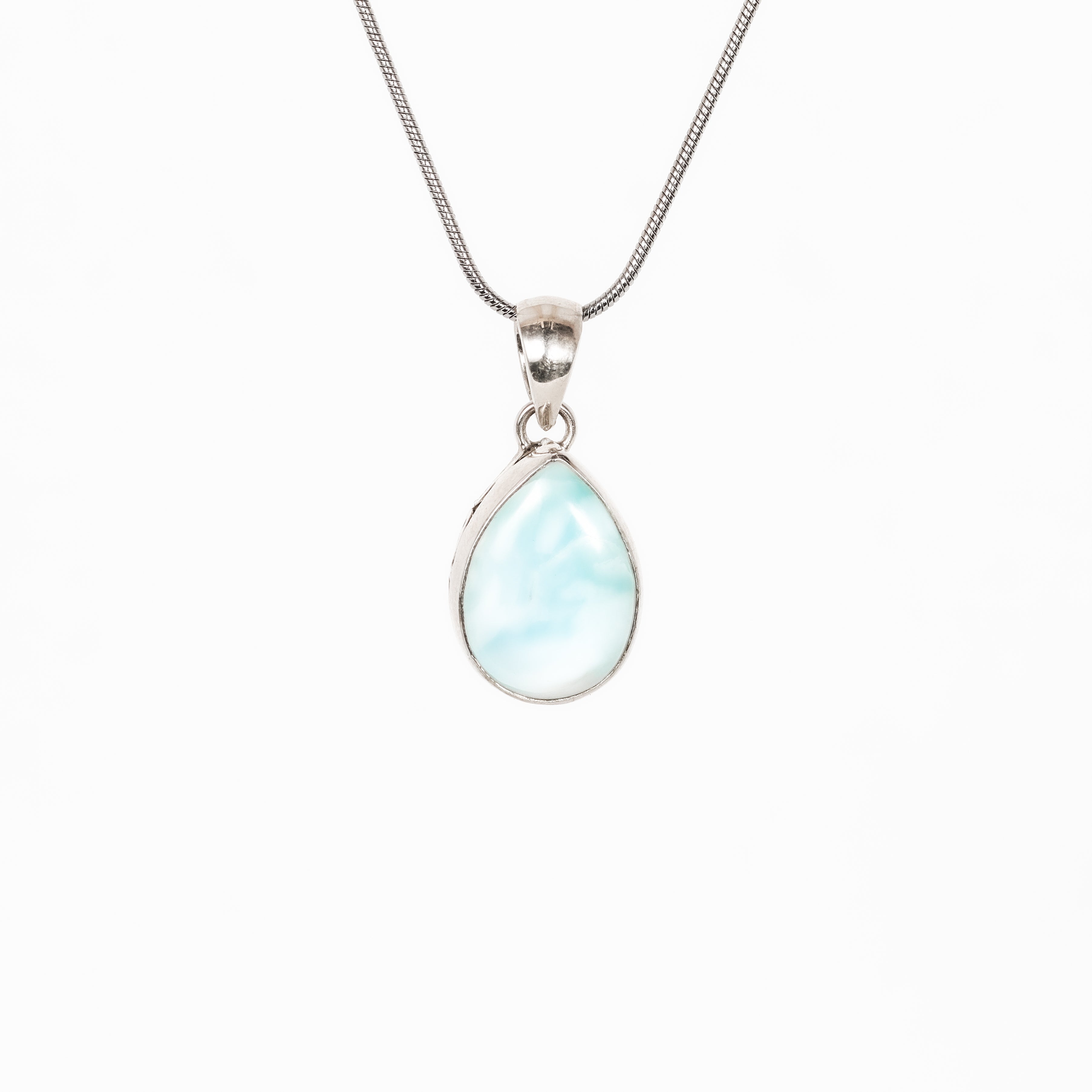 Leon Baker - Sterling Silver Teardrop Larimar Pendant