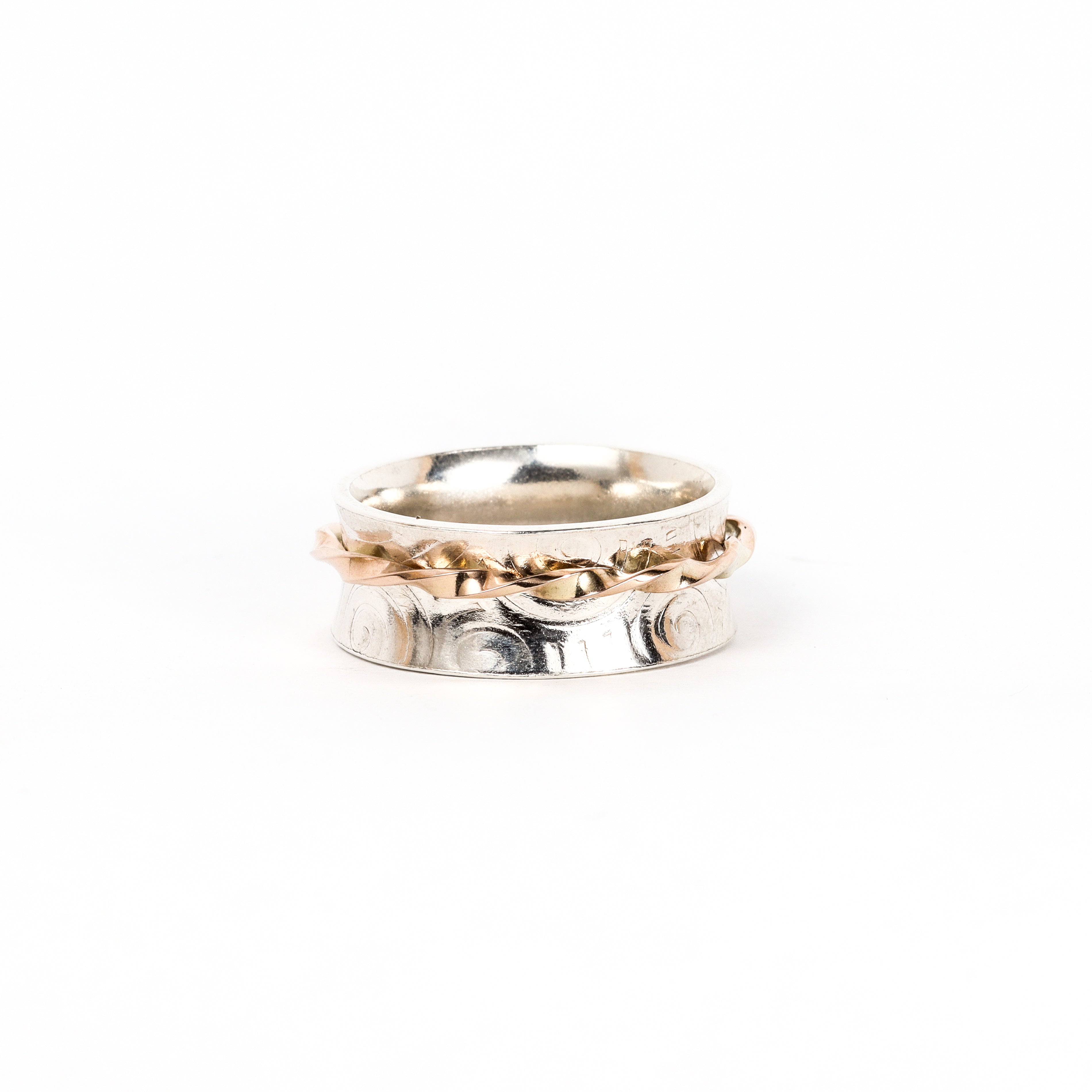 Leon Baker - Men's Gold & Silver Keshi Pearl Fidget Ring
