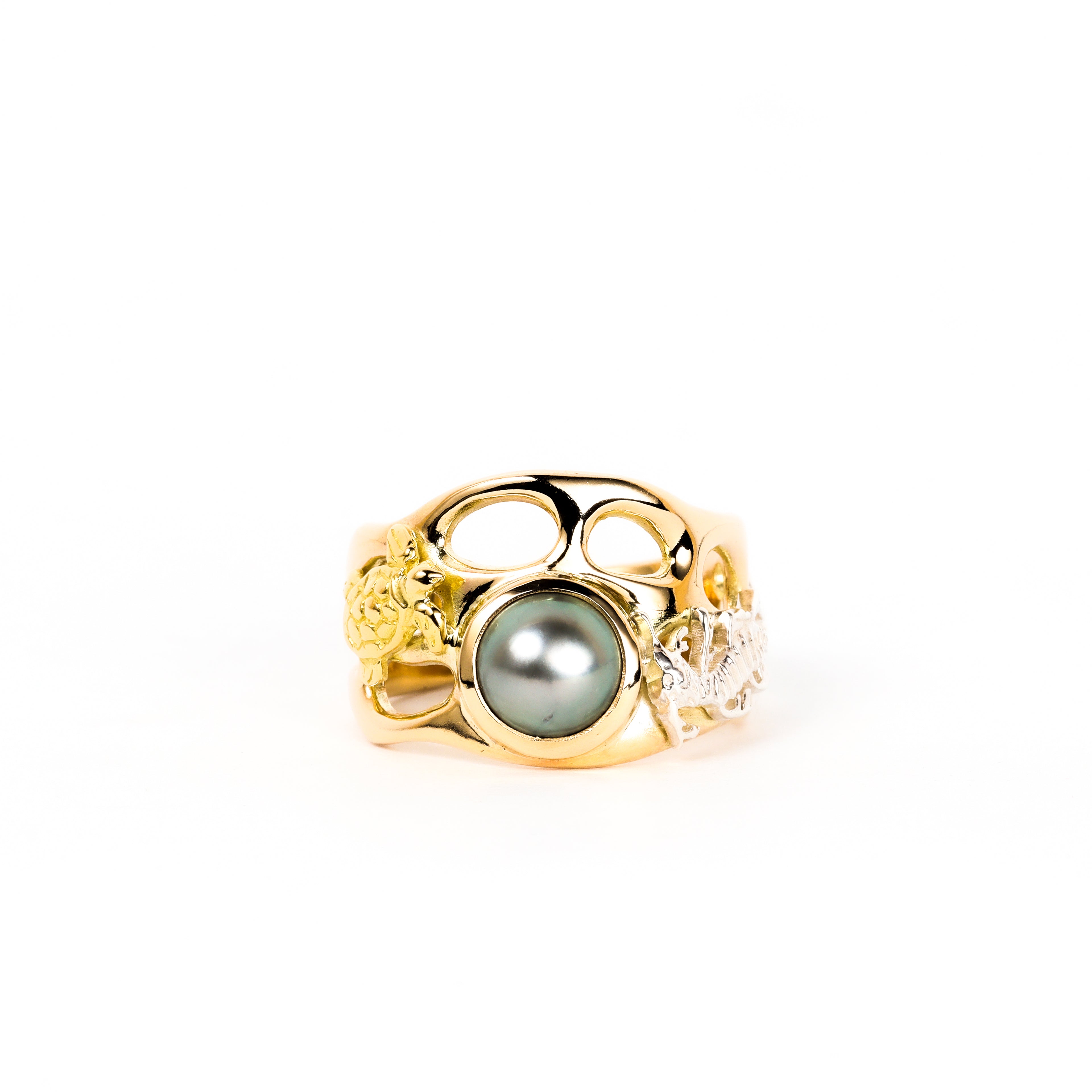 Coral Bay Jewels - Black Abrolhos Pearl Tri-Colour Ring