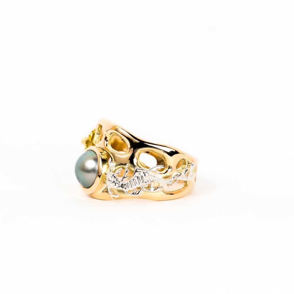 Coral Bay Jewels - Black Abrolhos Pearl Tri-Colour Ring