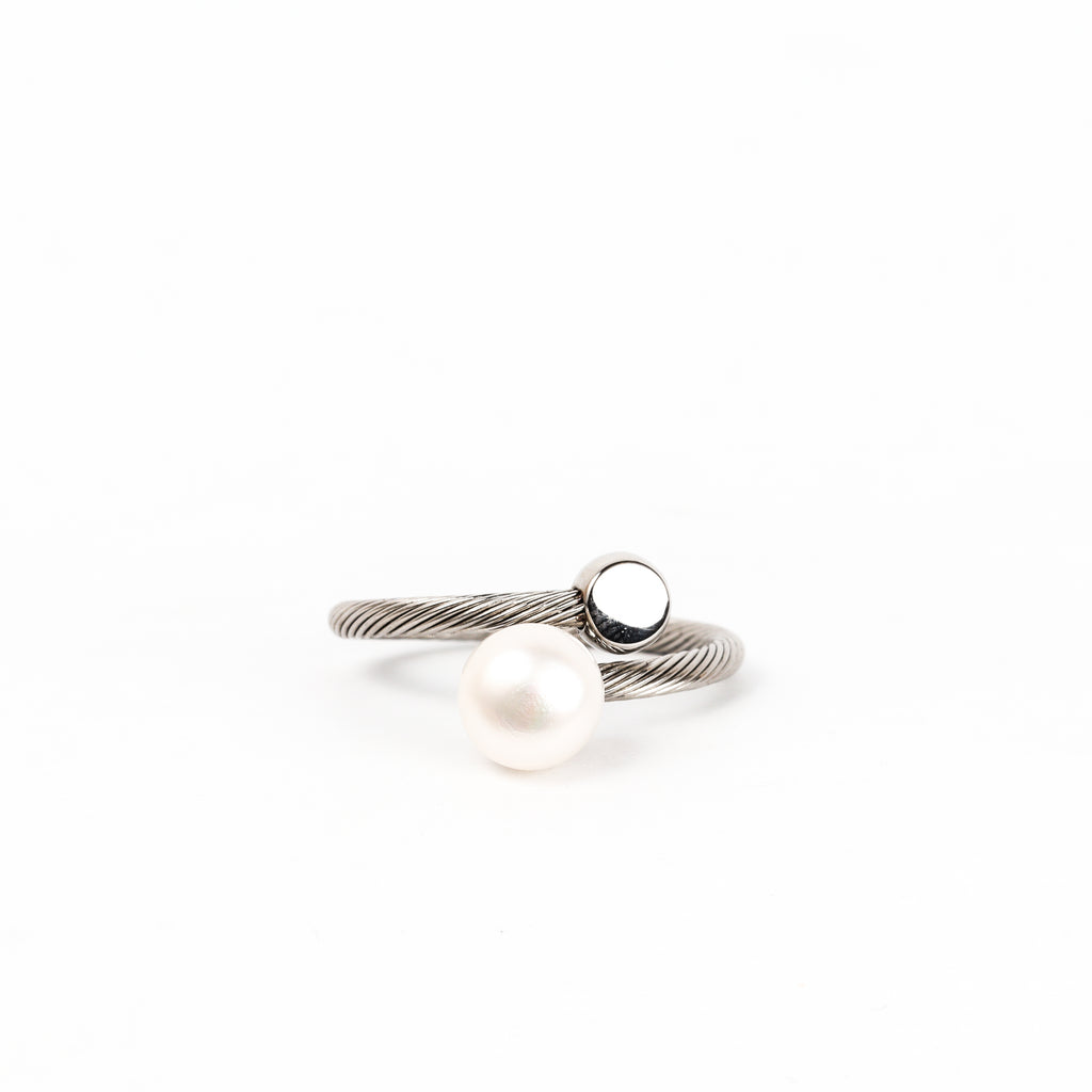 Leon Baker - Stirling Silver Freshwater Pearl Adjustable Ring