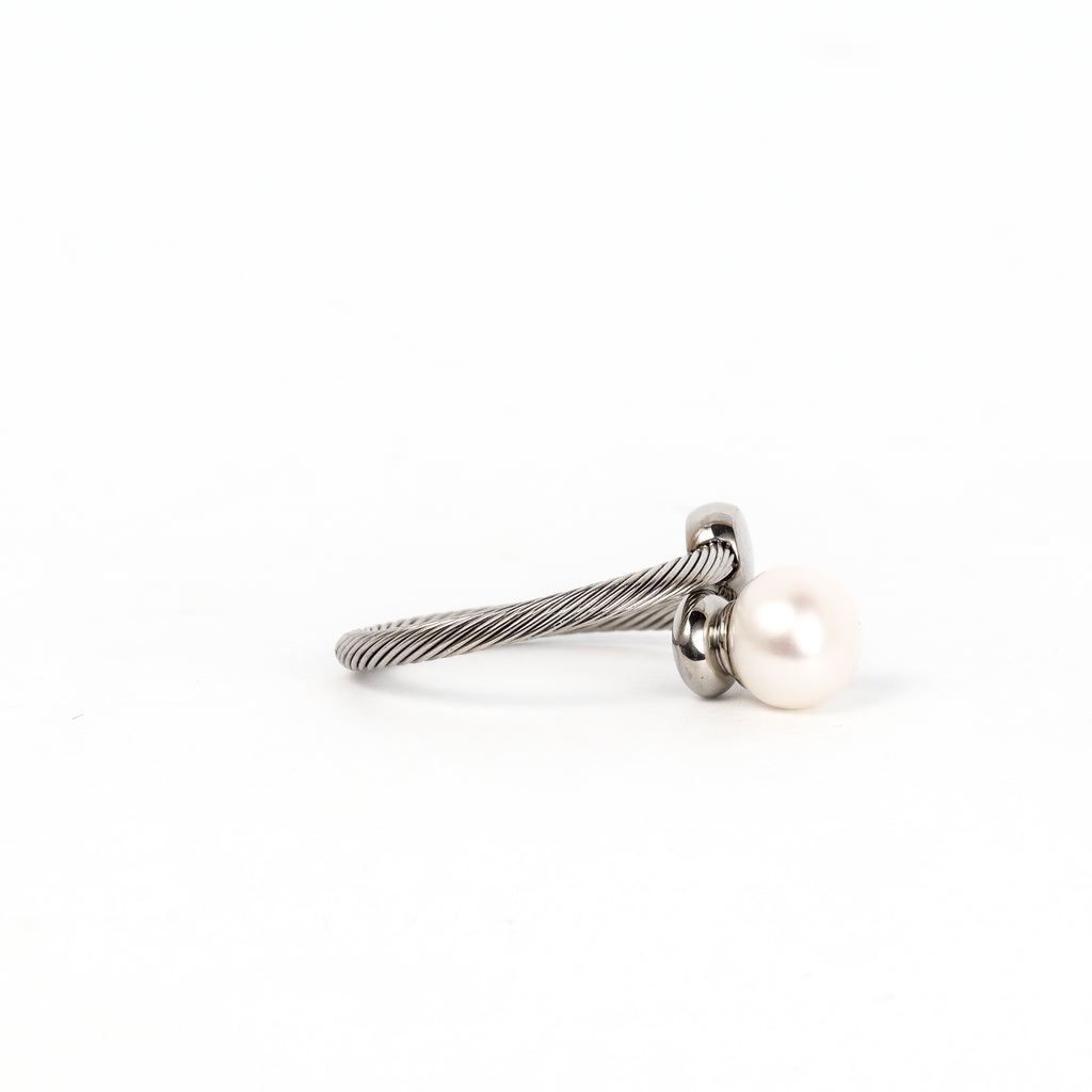 Leon Baker - Stirling Silver Freshwater Pearl Adjustable Ring