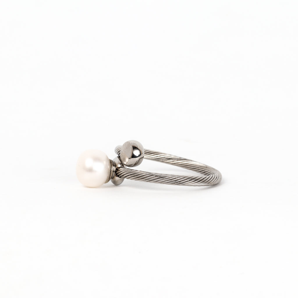 Leon Baker - Stirling Silver Freshwater Pearl Adjustable Ring
