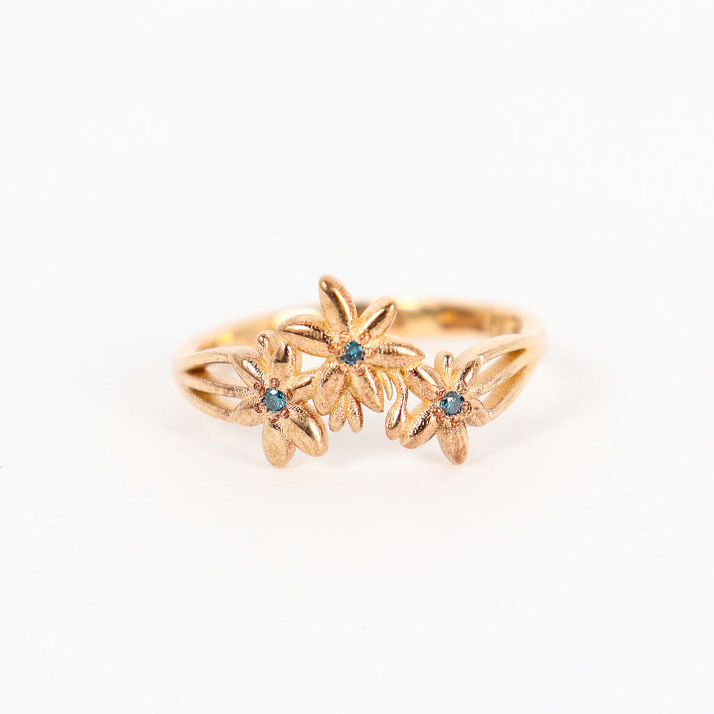 Leon Baker - Lily Ring with Natural Treated Blue Diamonds