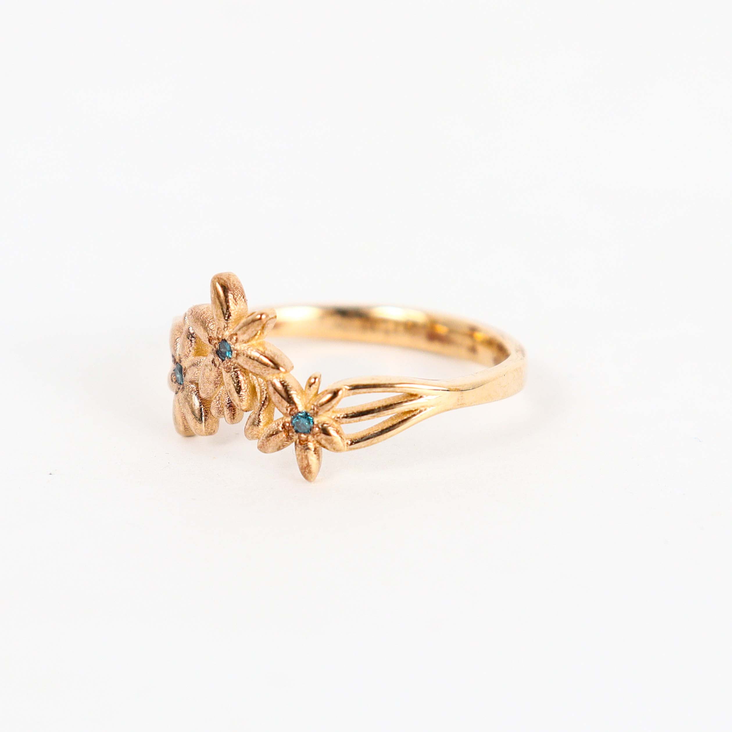 Leon Baker - Lily Ring with Natural Treated Blue Diamonds