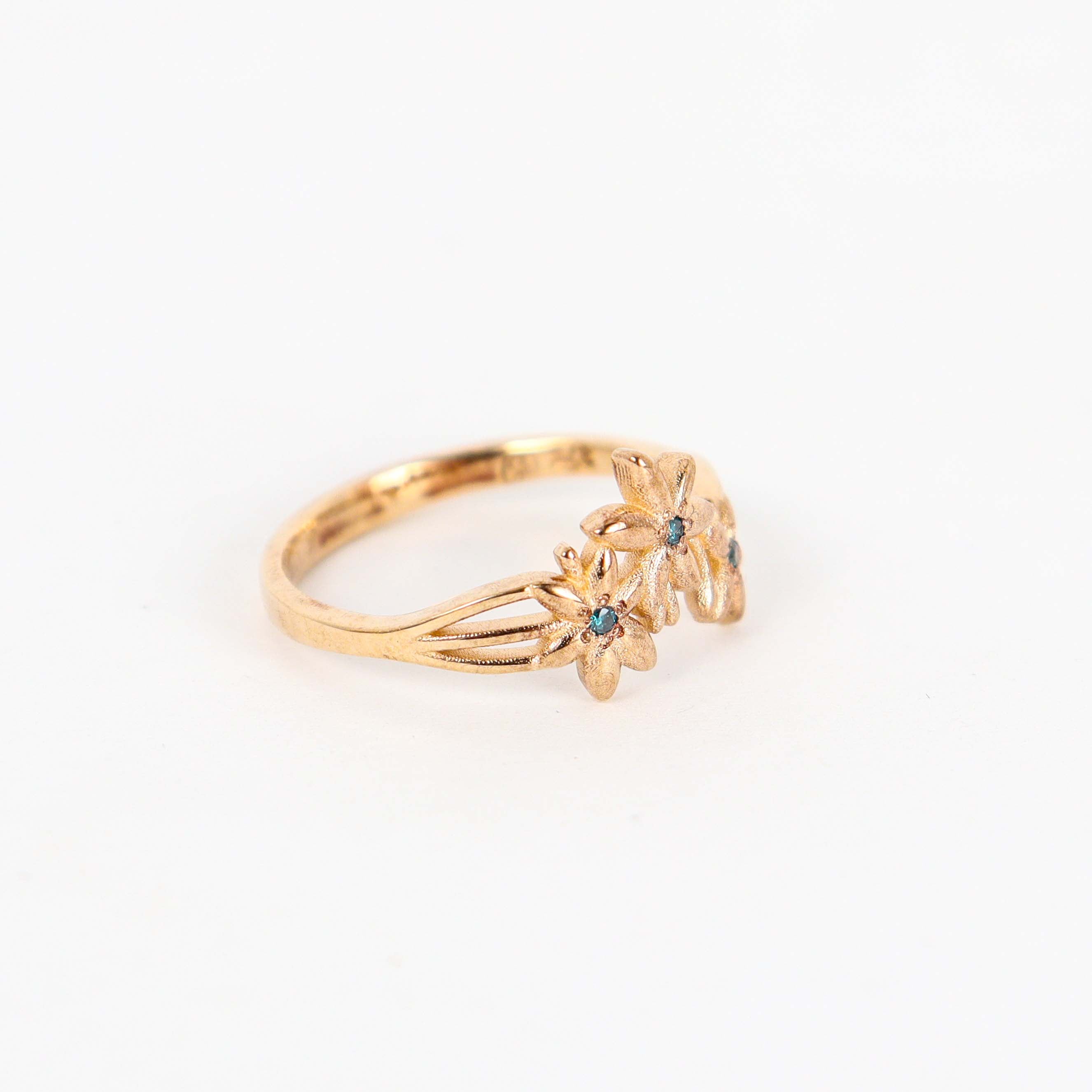 Leon Baker - Lily Ring with Natural Treated Blue Diamonds