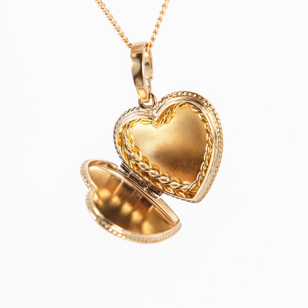 Leon Baker - Engraved Heart Locket Pendant with Floral Design