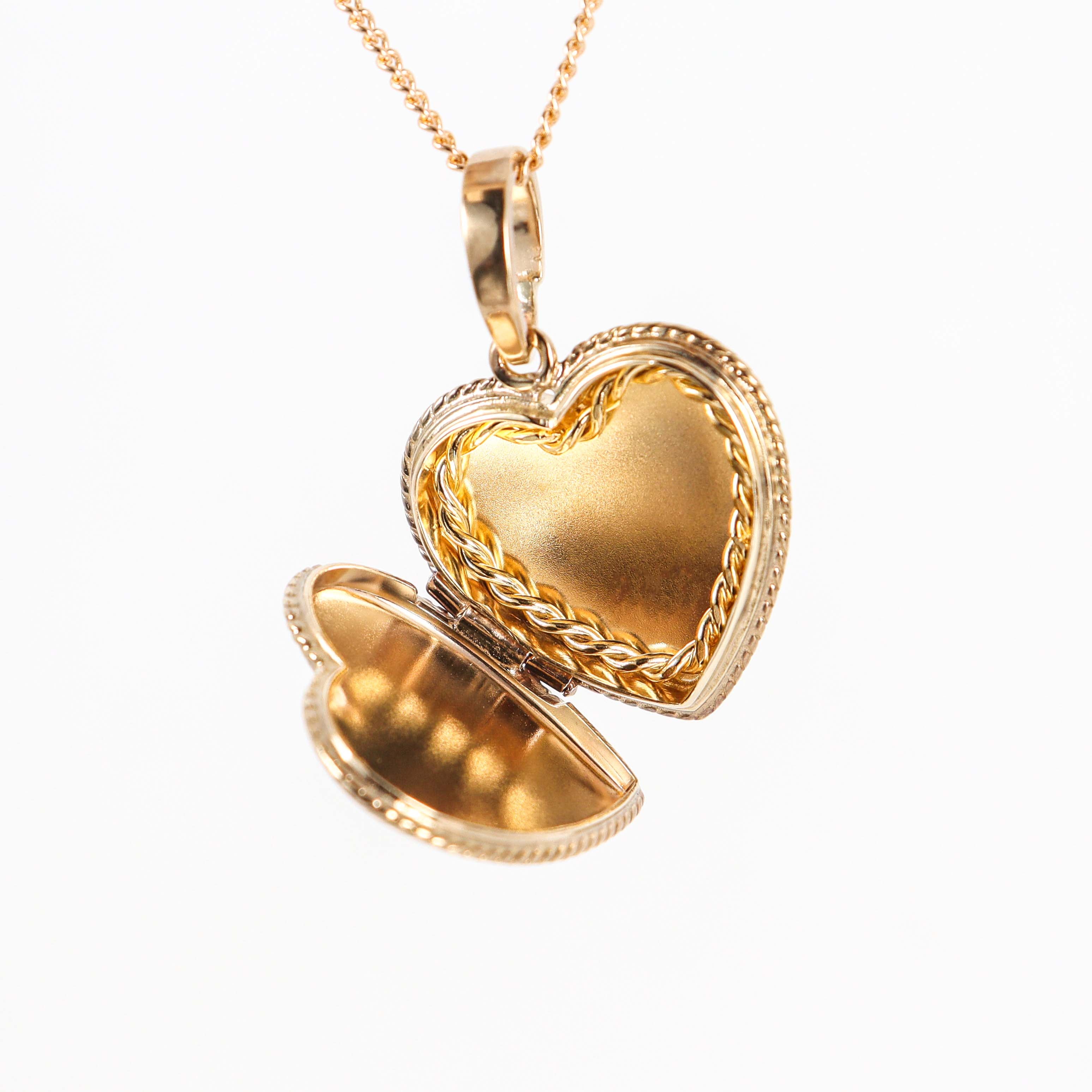 Leon Baker - Engraved Heart Locket Pendant with Floral Design