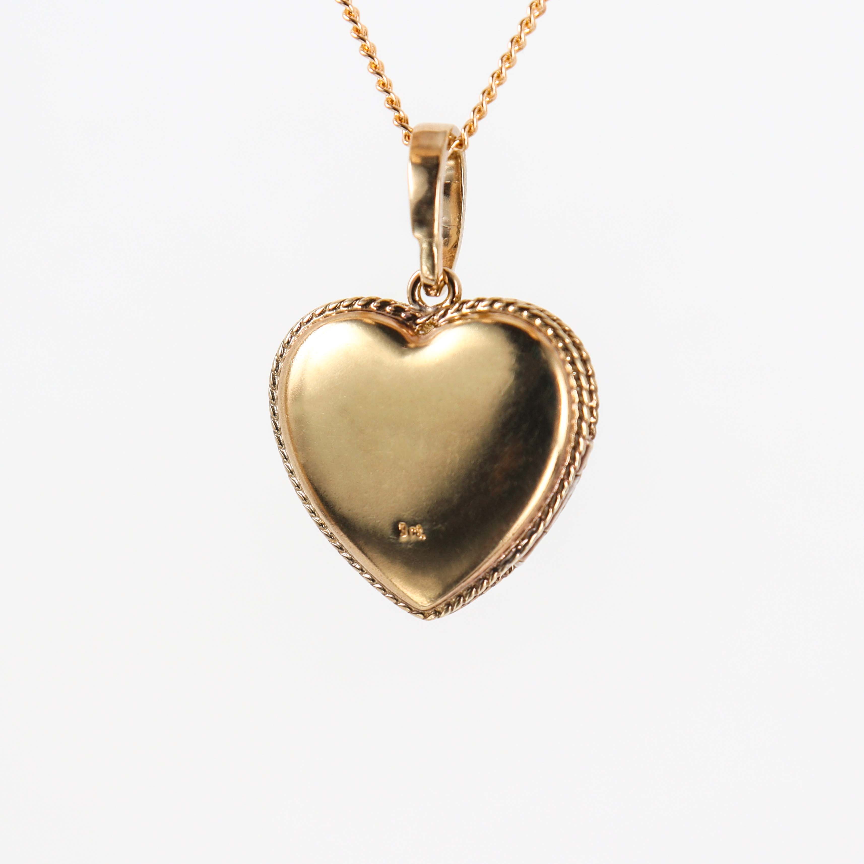 Leon Baker - Engraved Heart Locket Pendant with Floral Design