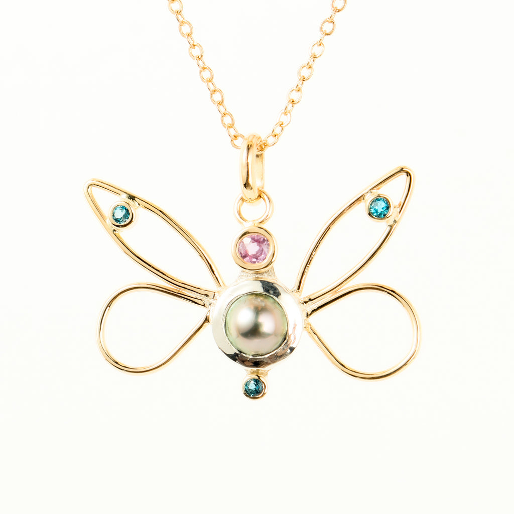 Leon Baker - Two-tone Handmade Butterfly with an Abrolhos Pearl
