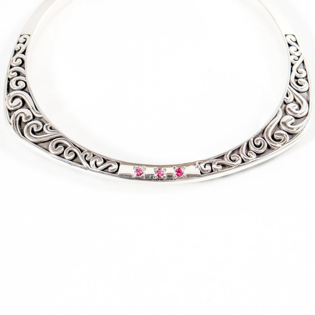 Leon Baker - Handmade Sterling Silver Trilobal Bracelet with Swirls