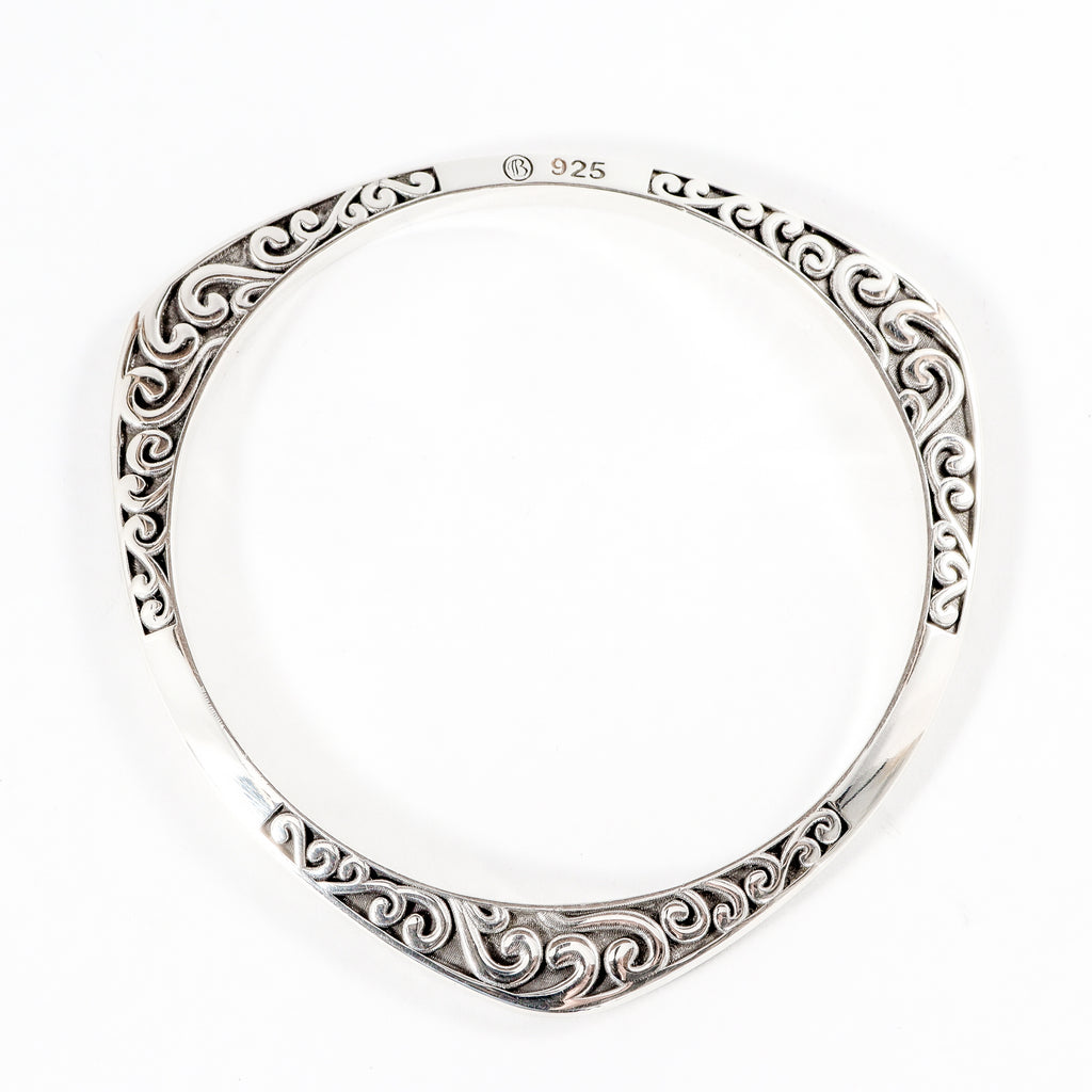 Leon Baker - Handmade Sterling Silver Trilobal Bracelet with Swirls