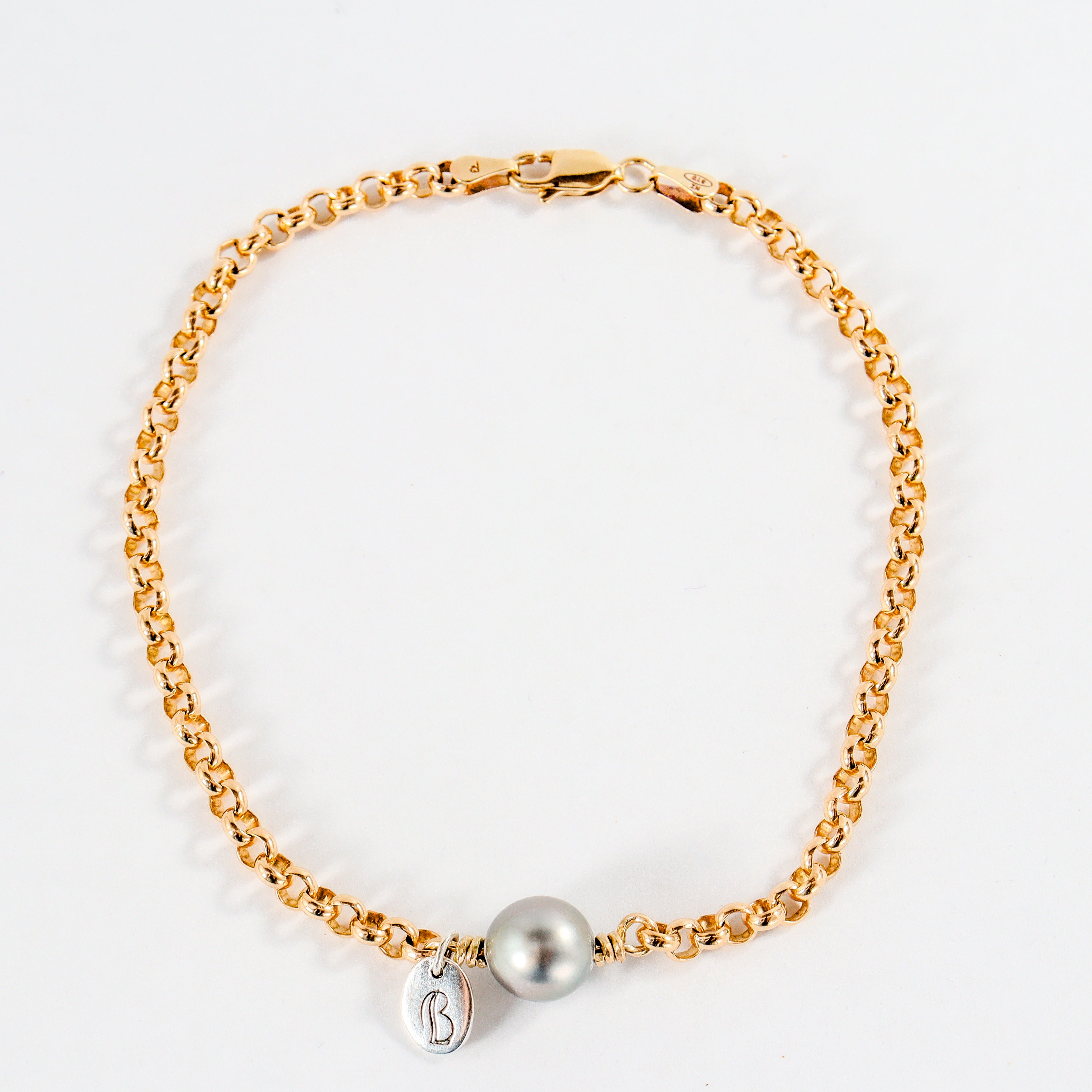Leon Baker - 9kyg Handmade Belcher bracelet with Abrolhos Pearl