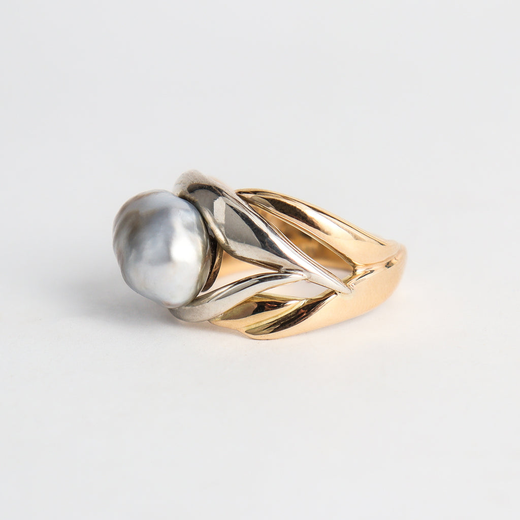Coral Bay Jewels - Silver & Gold Keshi Pearl Ring