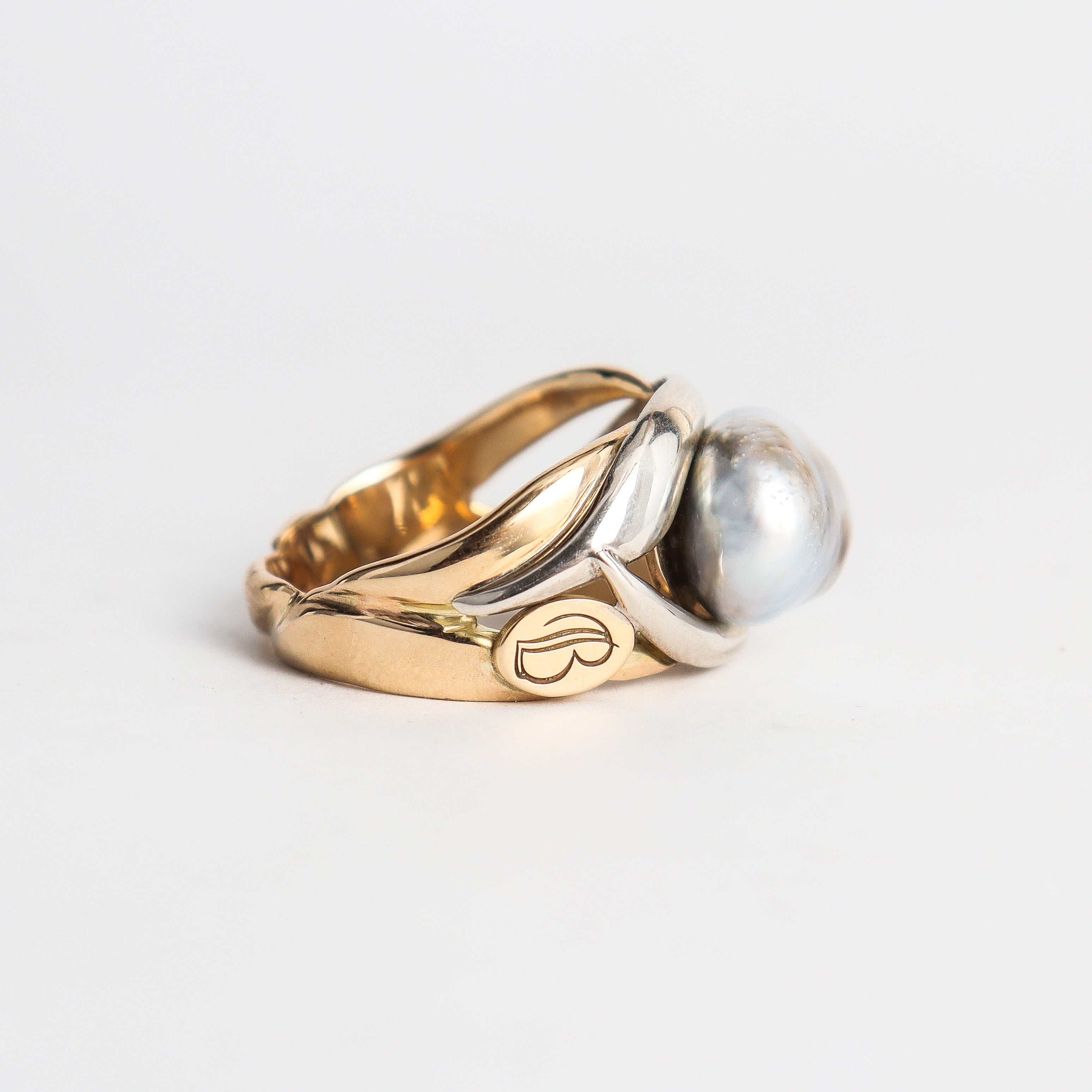 Coral Bay Jewels - Silver & Gold Keshi Pearl Ring
