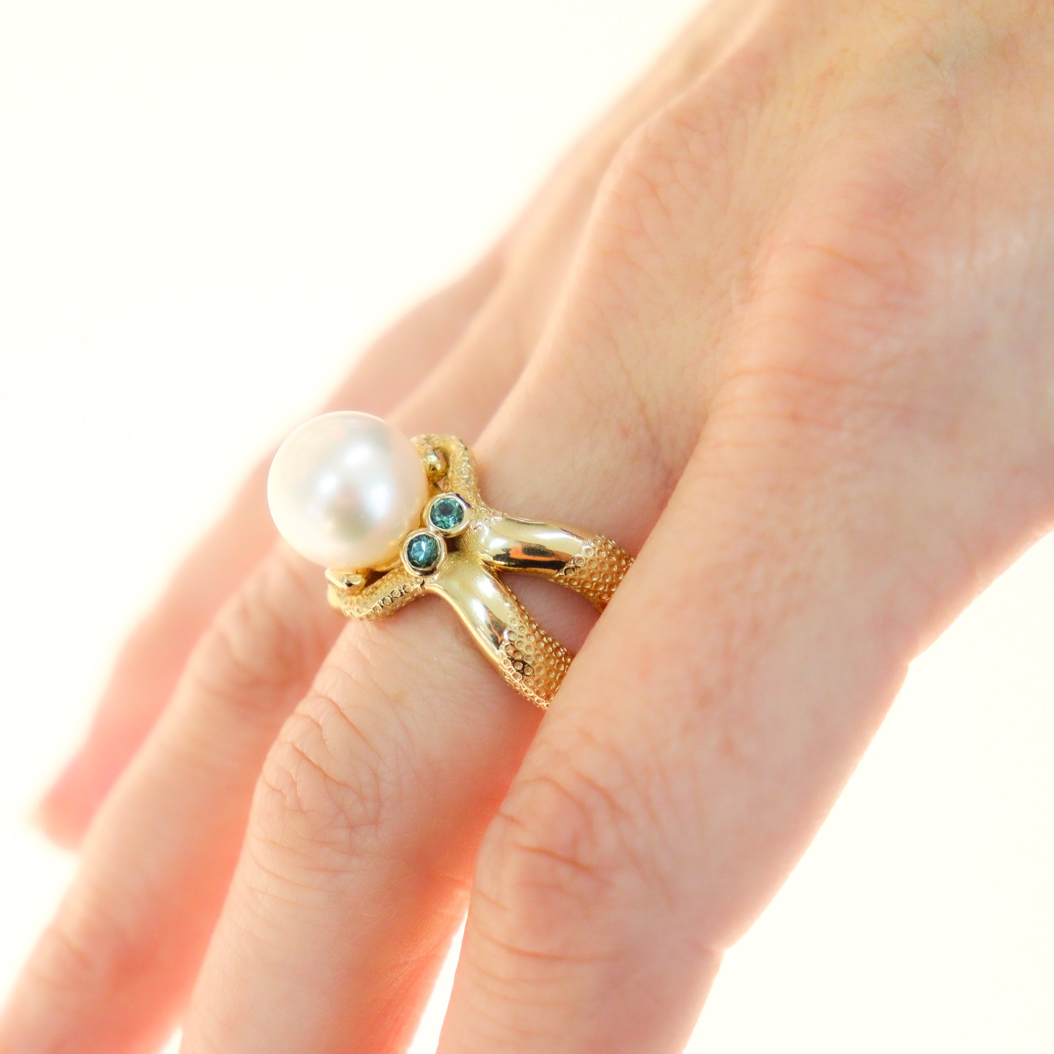 Coral Bay Jewels - Octopus Ring with Broome Pearl & Tourmaline