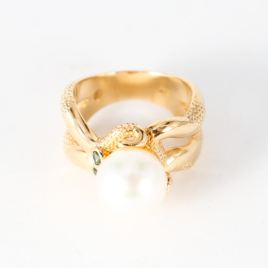 Coral Bay Jewels - Octopus Ring with Broome Pearl & Tourmaline