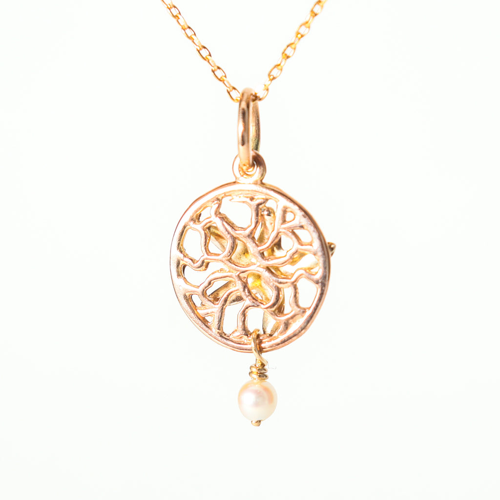 Coral Bay Jewels - 9krg Disc Pendant with 9kyg Starfish & Drop Seed Pearl