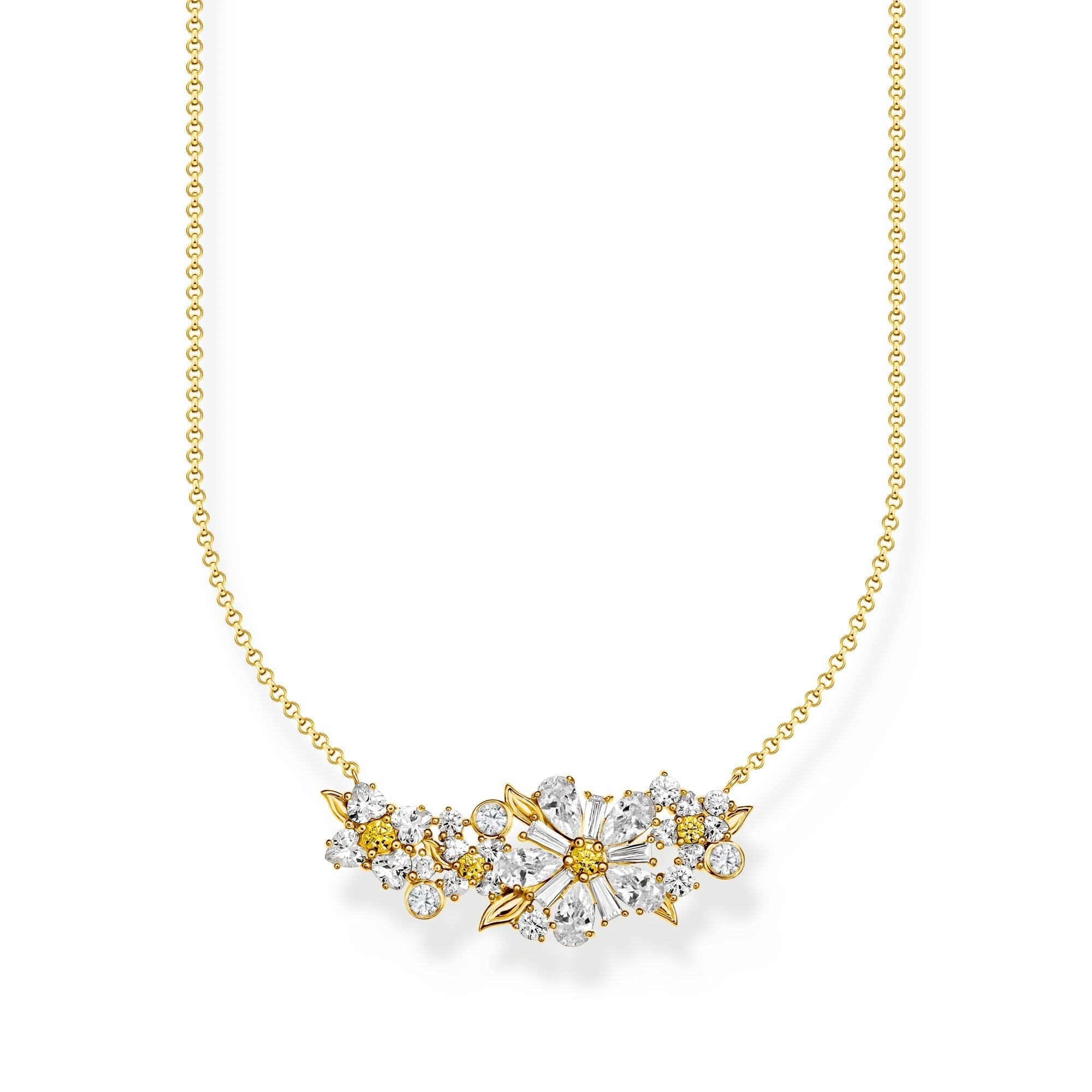 THOMAS SABO Lovely Daisy Necklace with Stones Gold