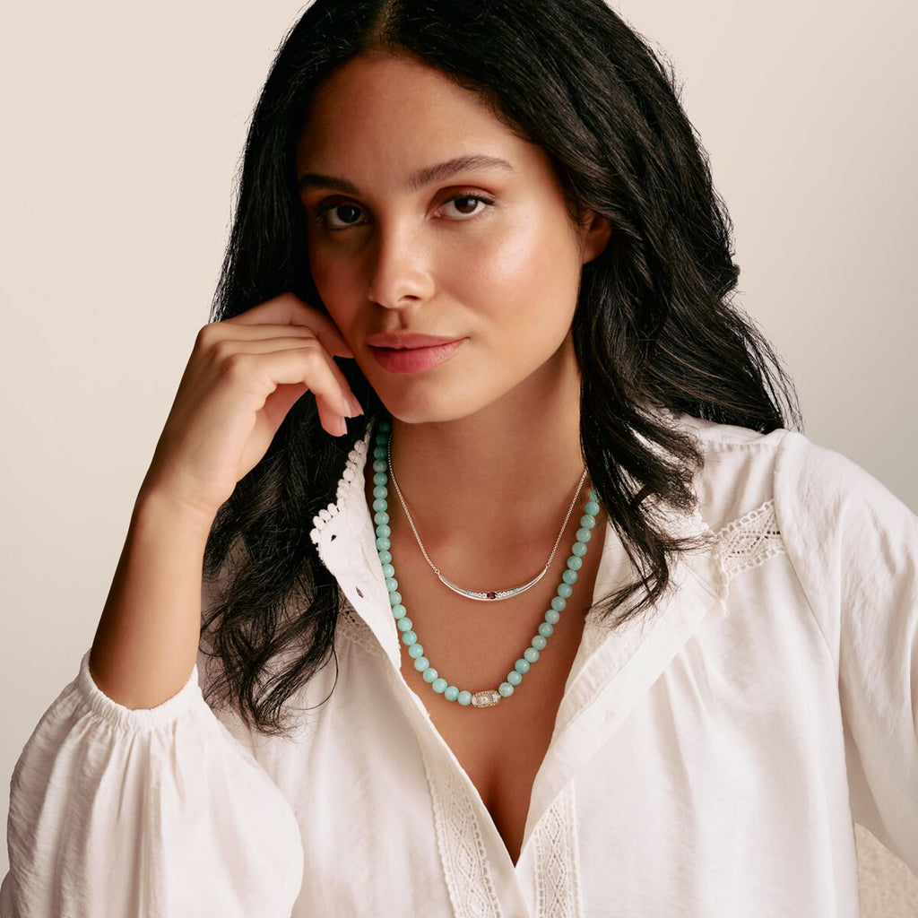 THOMAS SABO Half-Form Necklace with Red Zirconia Stone