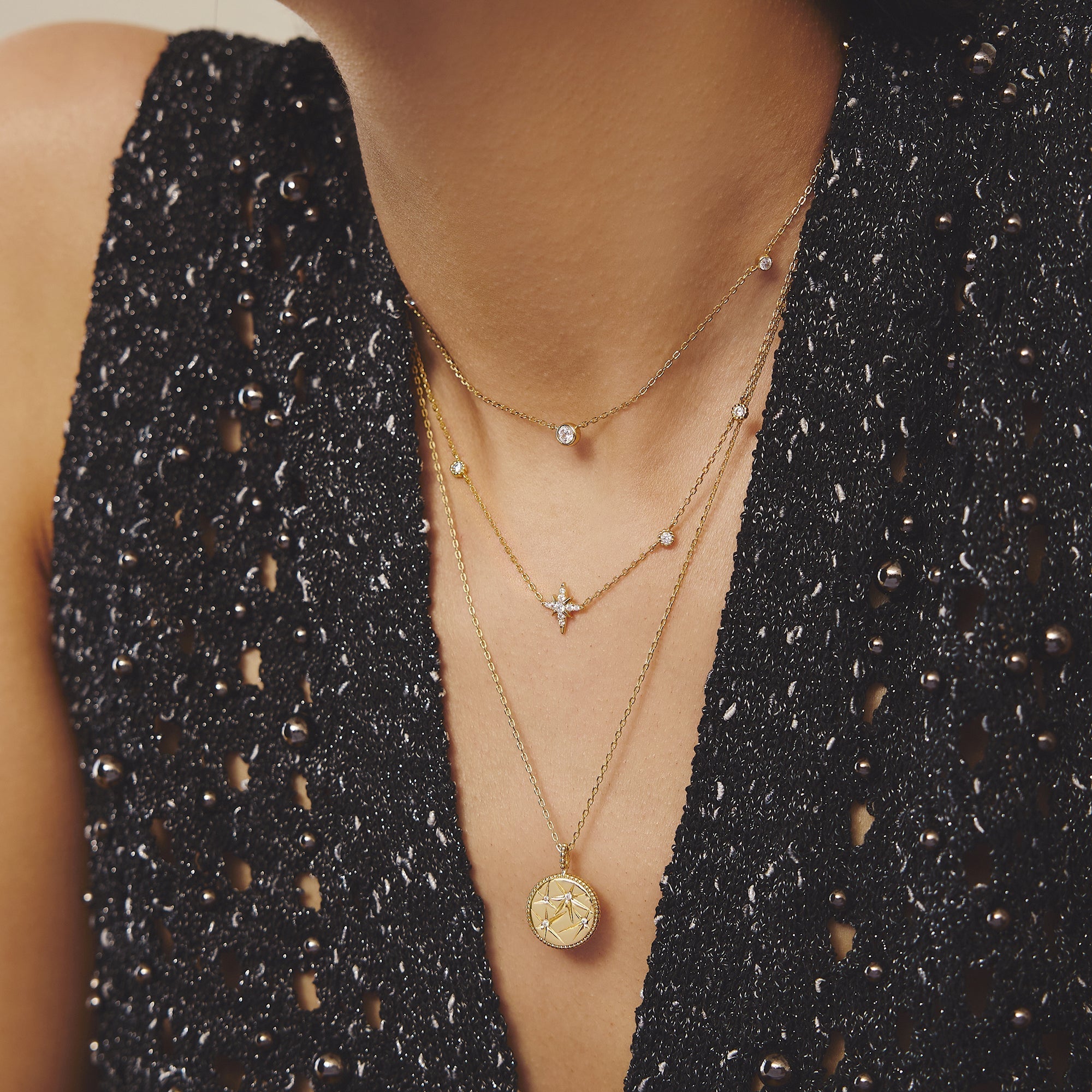 Ania Haie Gold Eight-Pointed Star Cubic Zirconia Station Necklace