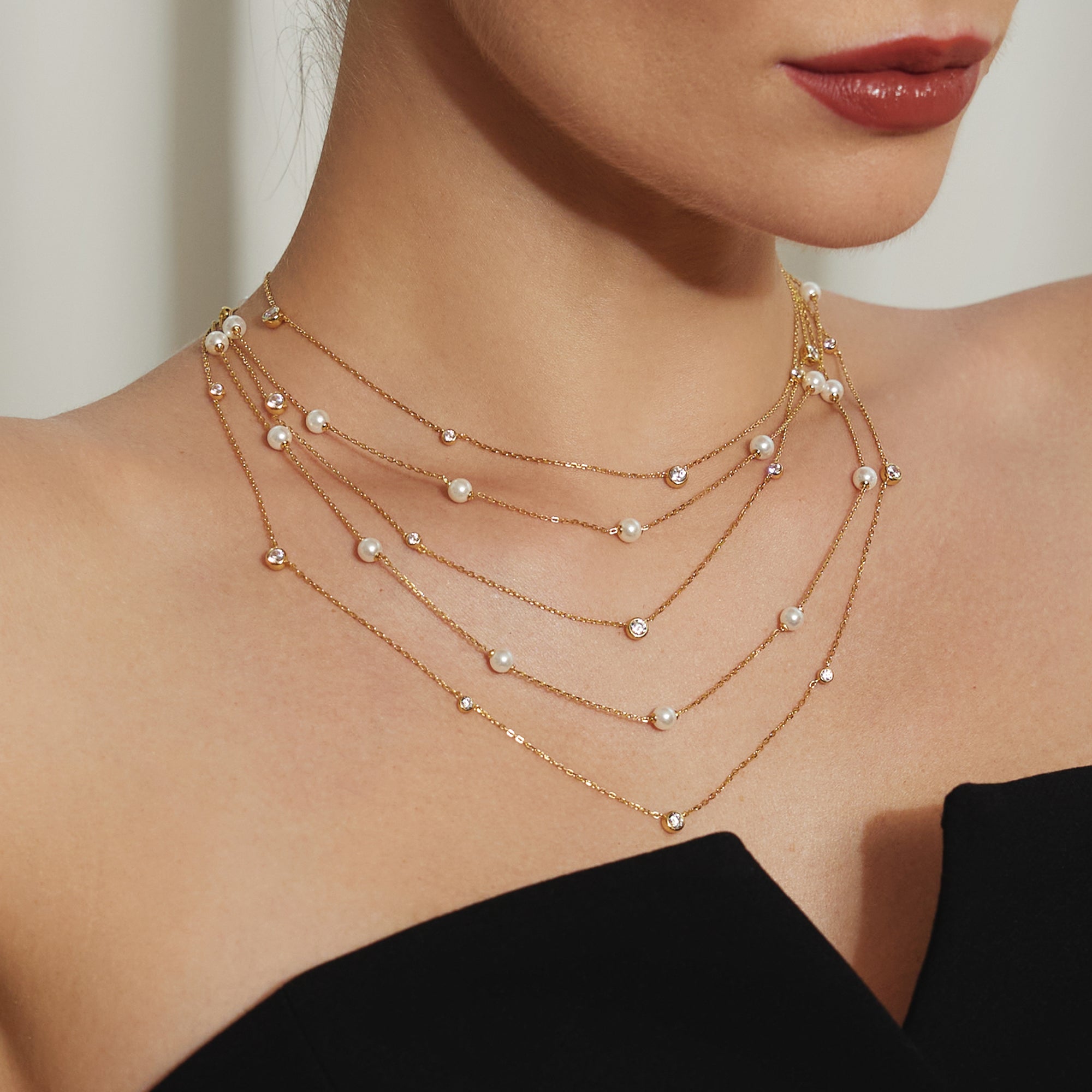 Ania Haie Gold Bezel Cubic Zirconia Station Necklace