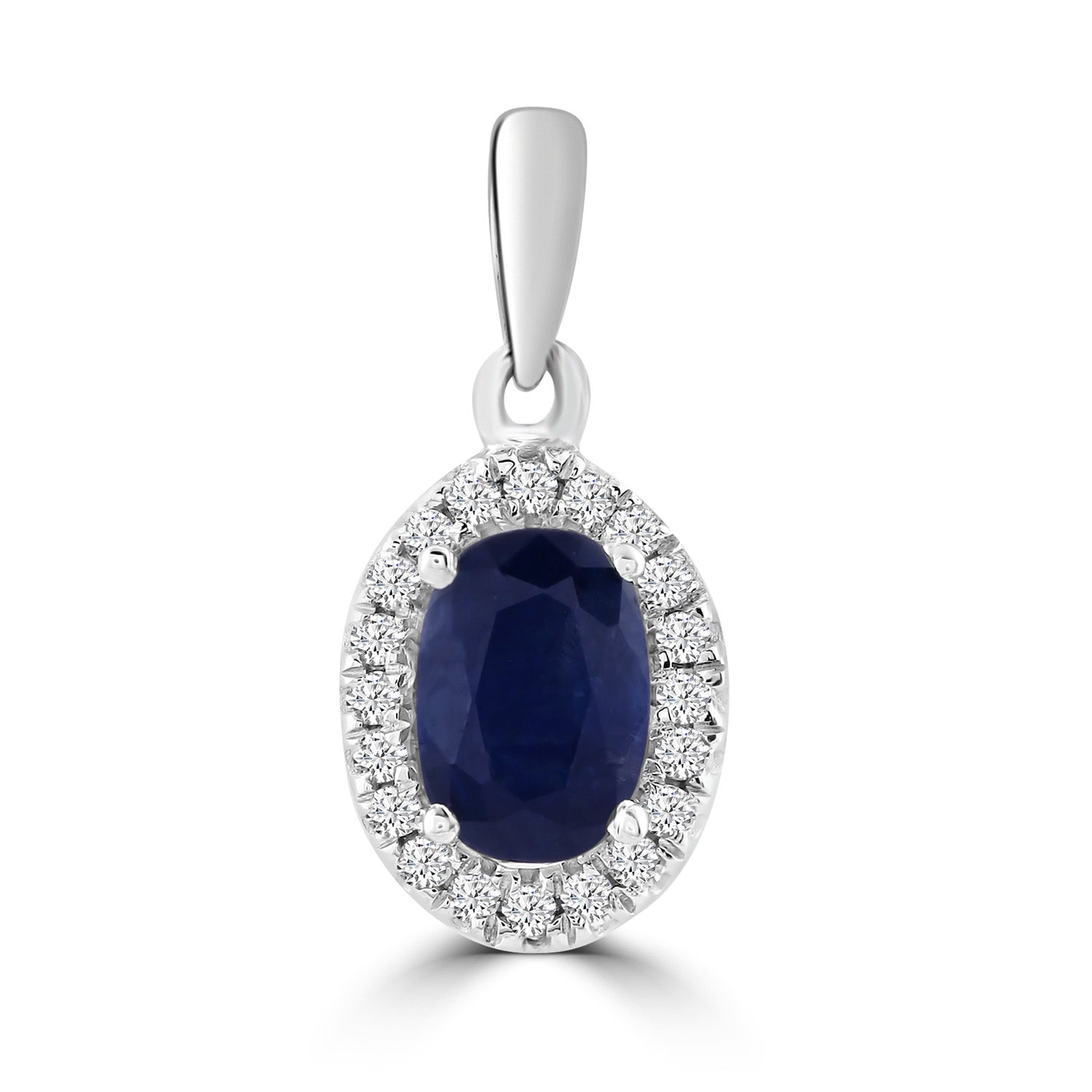 Sapphire Pendant with 0.07ct Diamonds in 9K White Gold