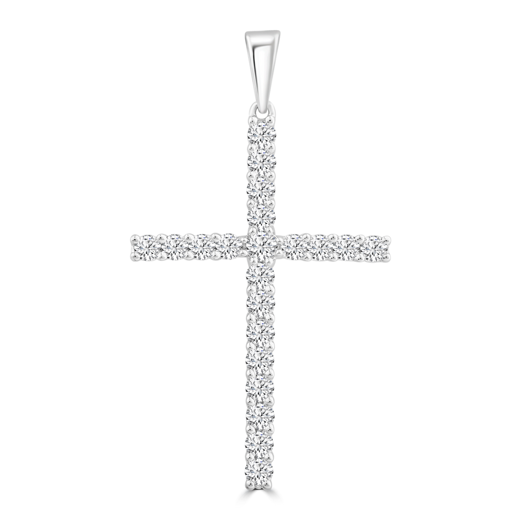 Diamond Cross Pendant with 0.50ct Diamonds in 9K White Gold - PC-0171-W