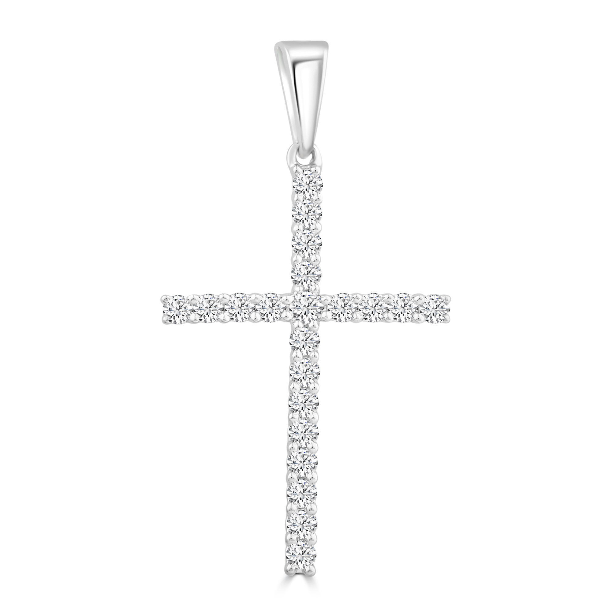 Diamond Cross Pendant with 0.25ct Diamonds in 9K White Gold - PC-0173-W