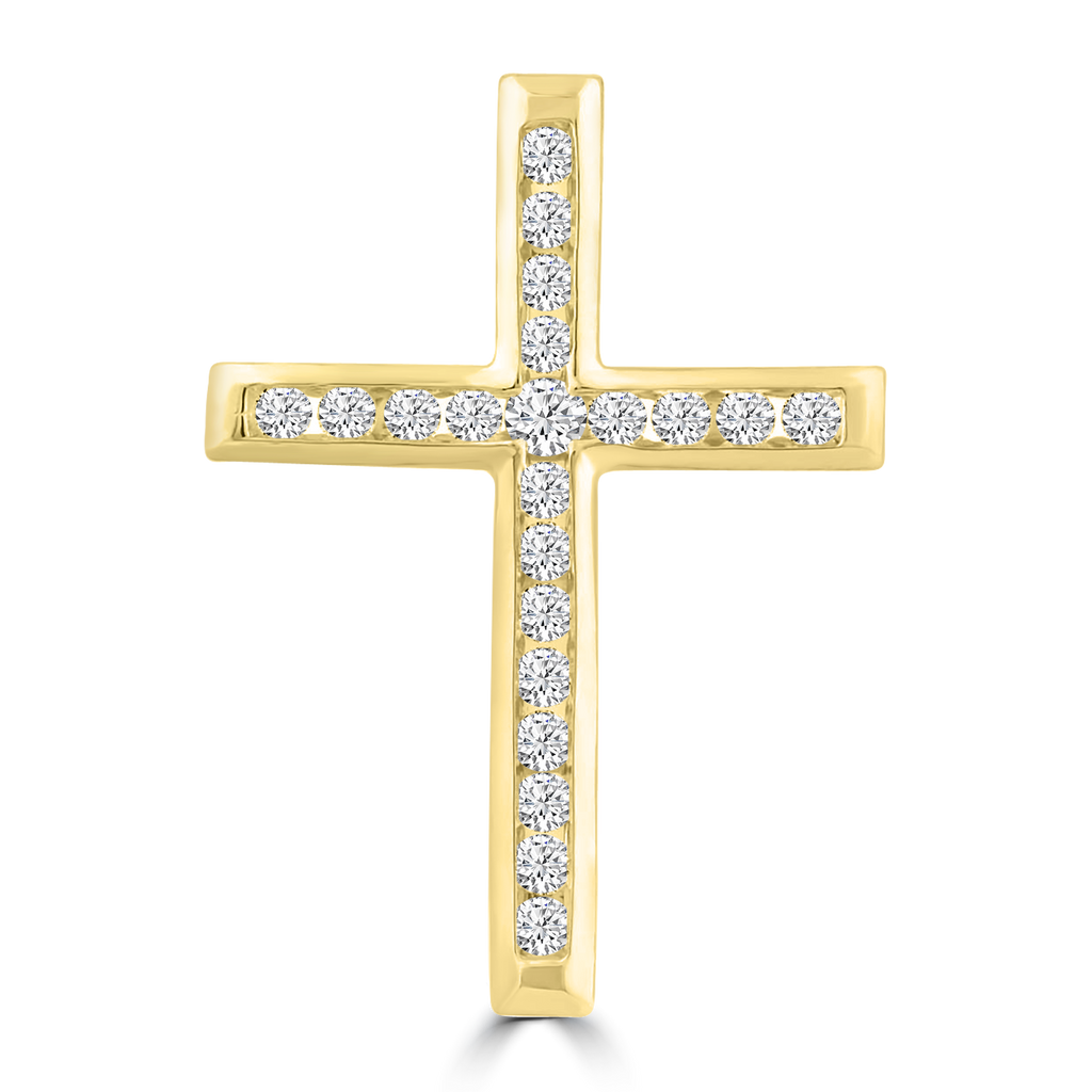 Diamond Cross Pendant with 0.25ct Diamonds in 9K Yellow Gold - PC-0187-Y