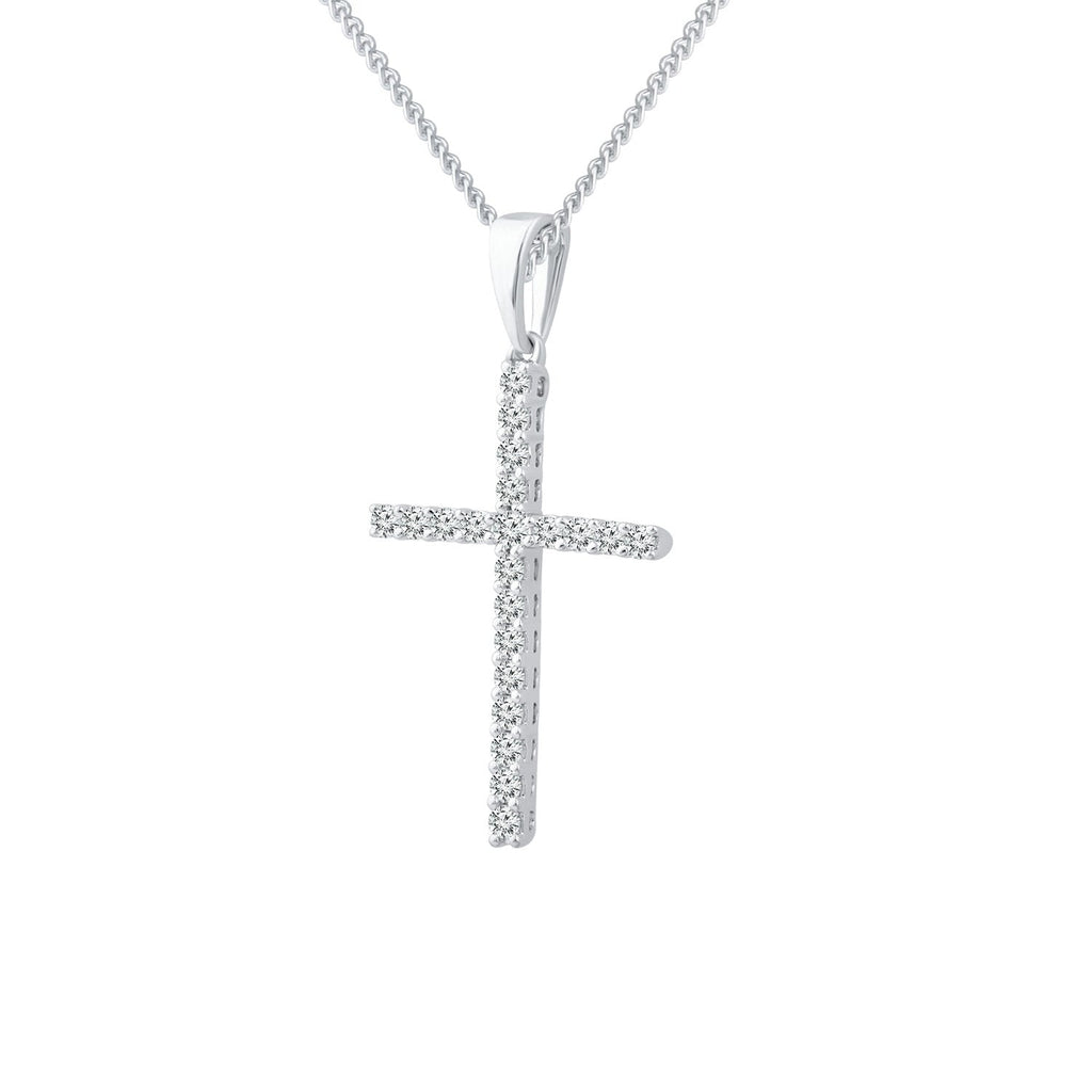 Diamond Cross Pendant with 0.10ct Diamonds in 9K White Gold