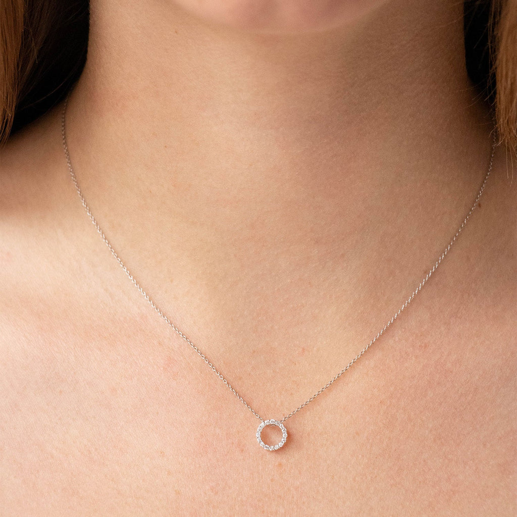 Diamond Pendant with 0.10ct Diamonds in 9K White Gold - PF-6111-W