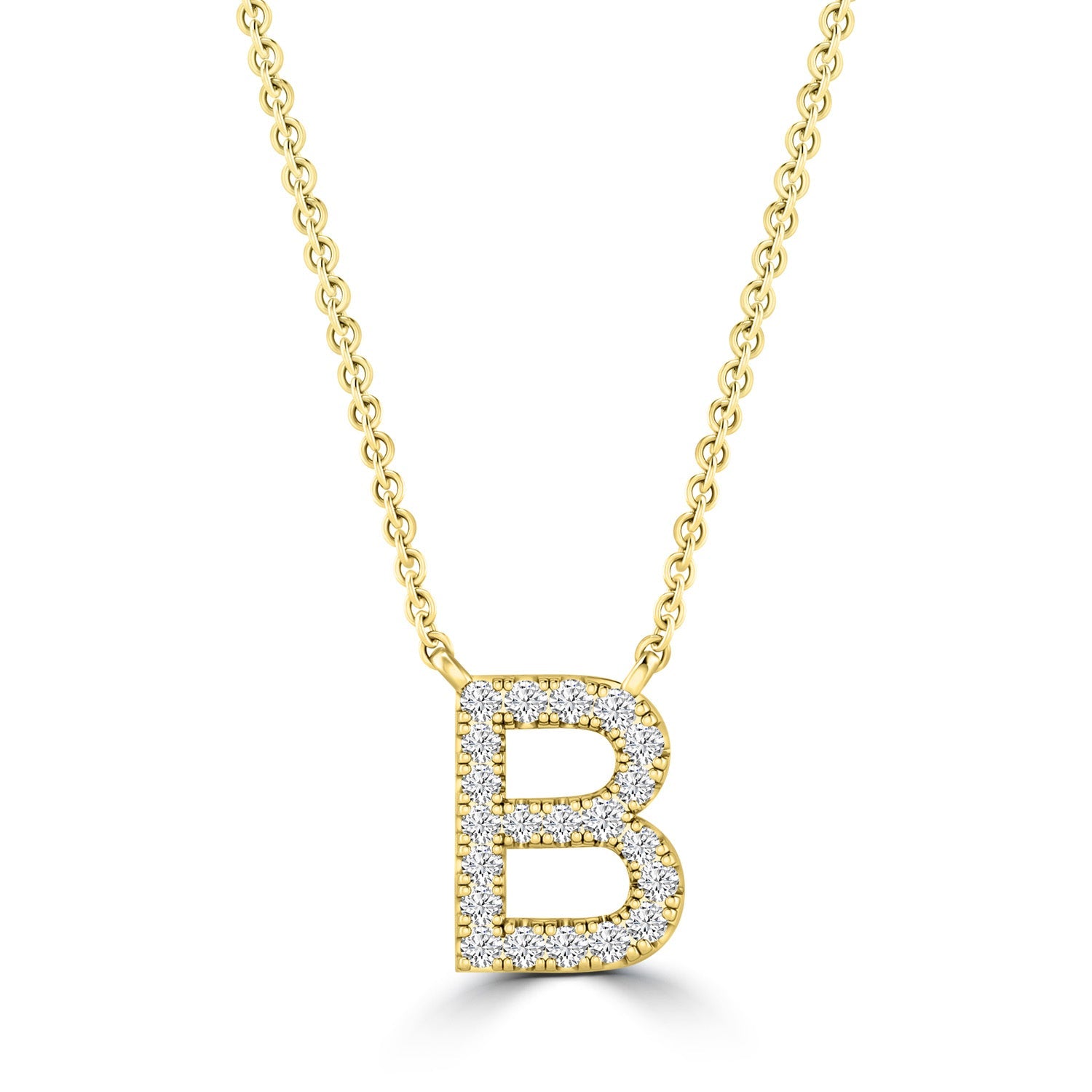 Initial 'B' Necklace with 0.09ct Diamonds in 9K Yellow Gold - PF-6264-Y