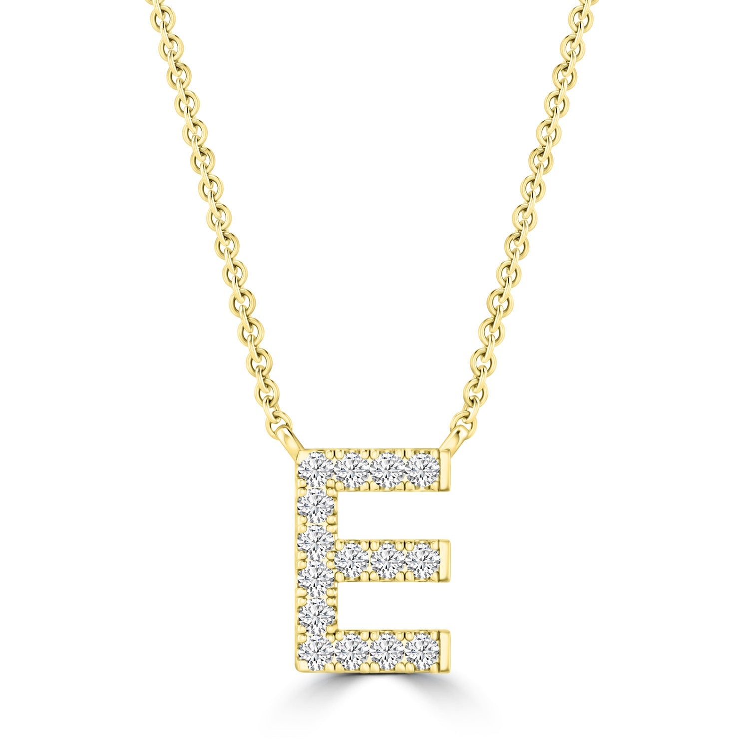 Initial 'E' Necklace with 0.09ct Diamonds in 9K Yellow Gold - PF-6267-Y