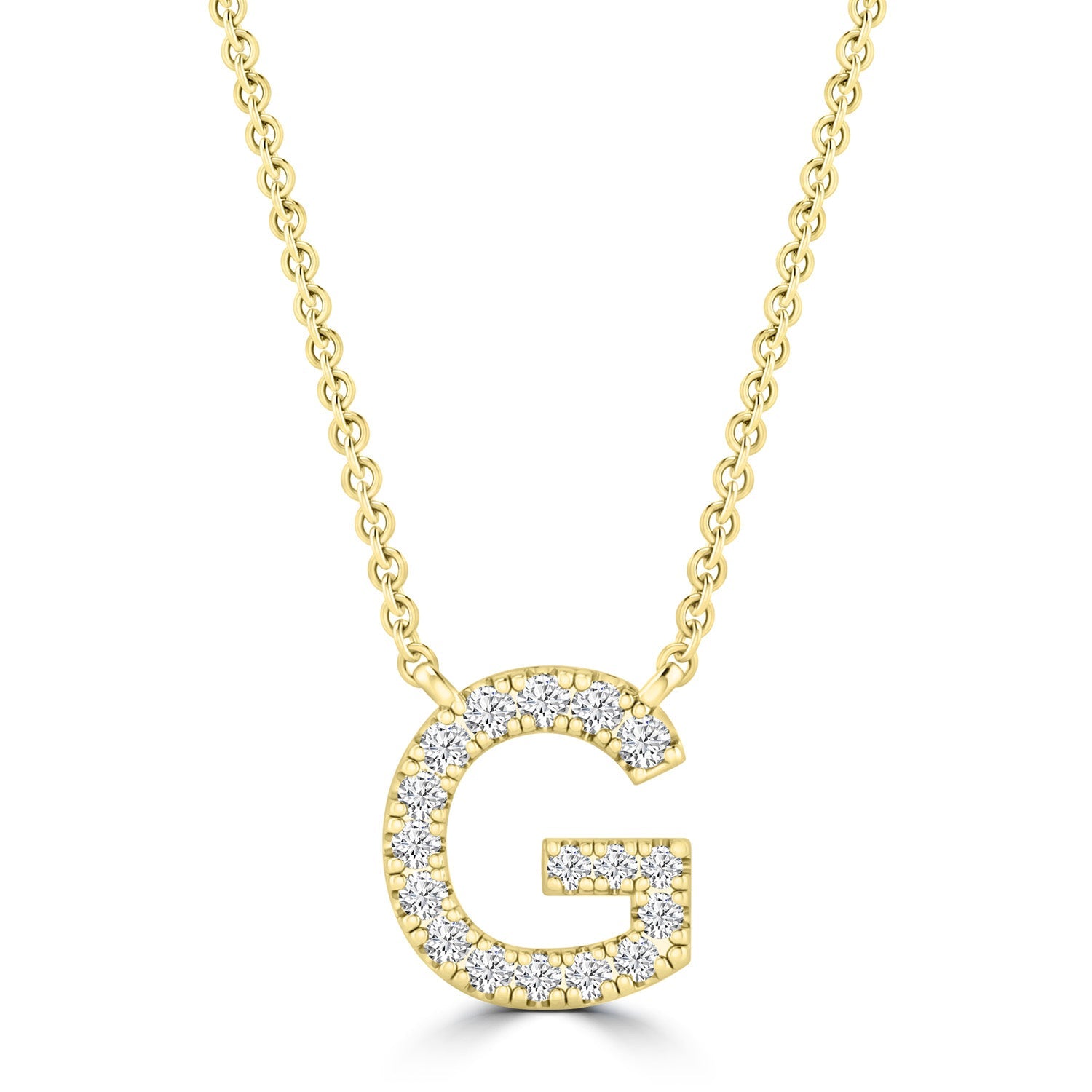 Initial 'G' Necklace with 0.09ct Diamonds in 9K Yellow Gold - PF-6269-Y