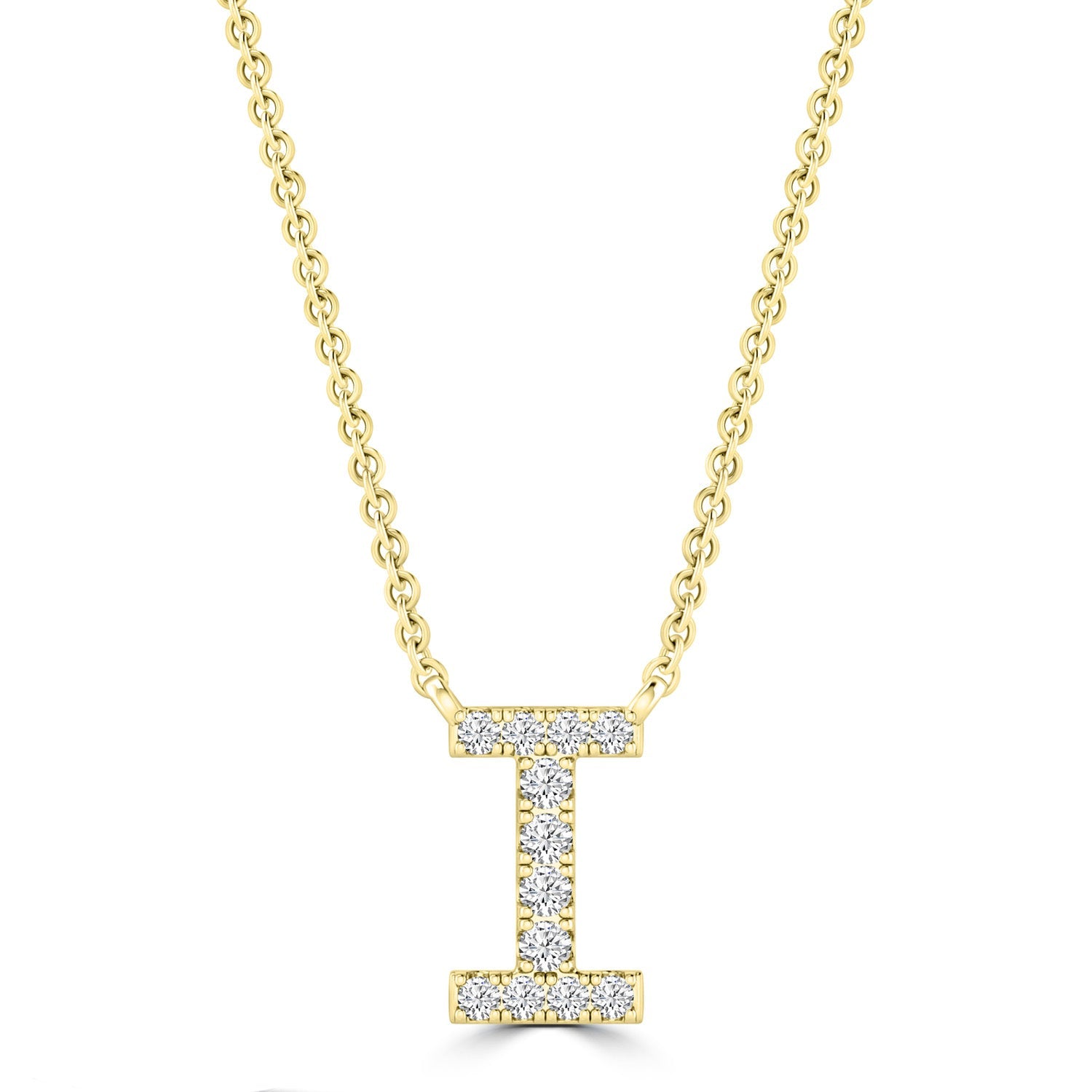Initial 'I' Necklace with 0.06ct Diamonds in 9K Yellow Gold - PF-6271-Y