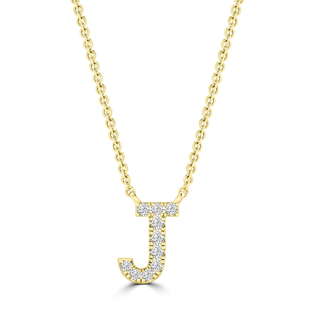 Initial 'J' Necklace with 0.06ct Diamonds in 9K Yellow Gold - PF-6272-Y