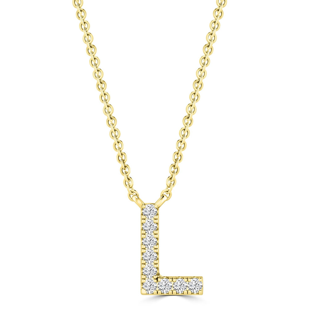 Initial 'L' Necklace with 0.06ct Diamonds in 9K Yellow Gold - PF-6274-Y