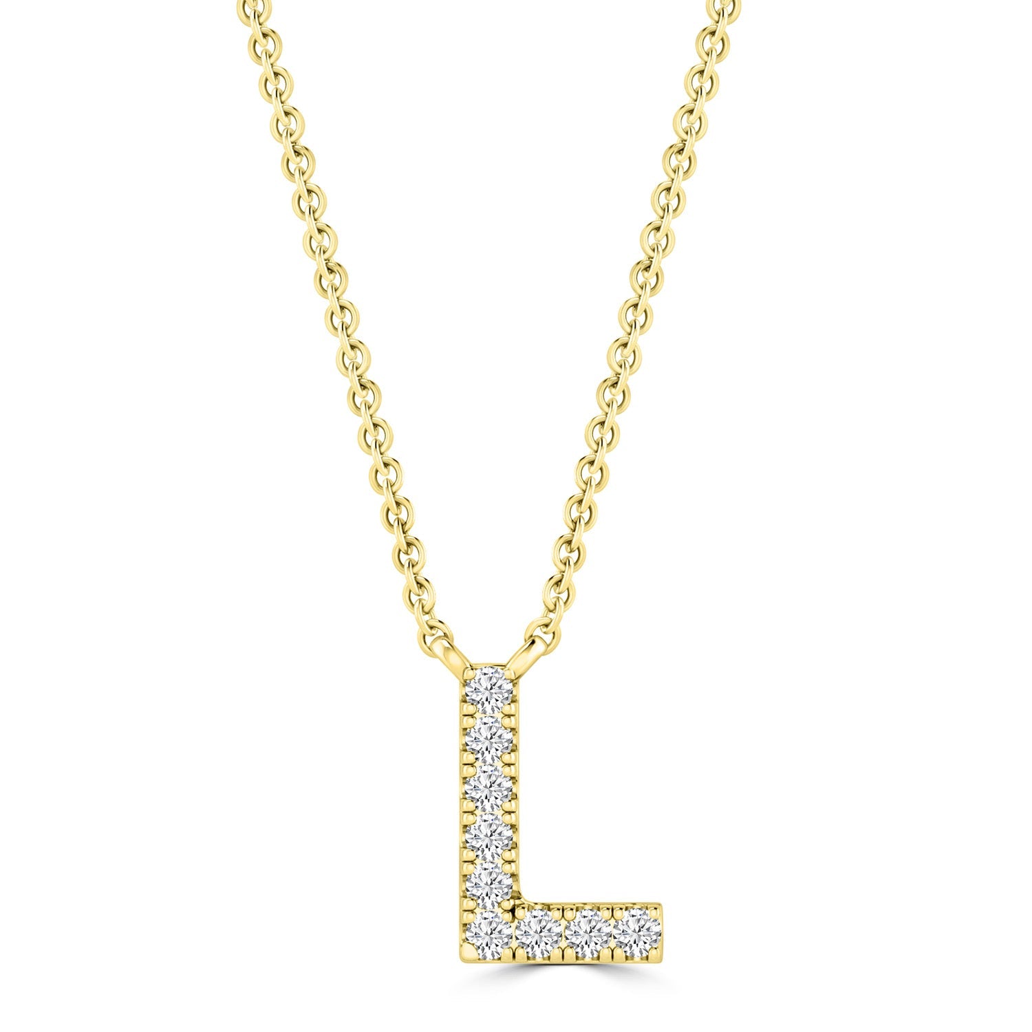 Initial 'L' Necklace with 0.06ct Diamonds in 9K Yellow Gold - PF-6274-Y