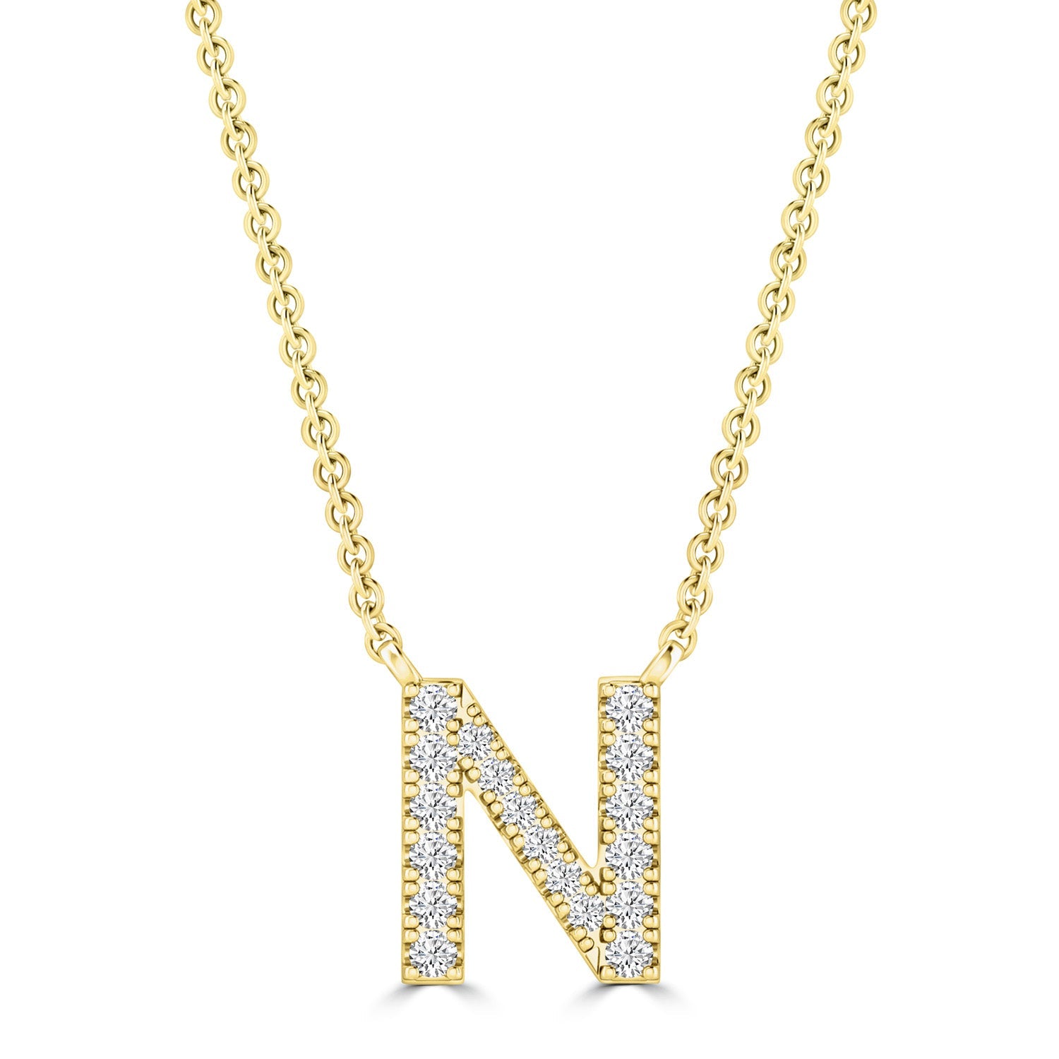 Initial 'N' Necklace wth 0.09ct Diamonds in 9K Yellow Gold - PF-6276-Y