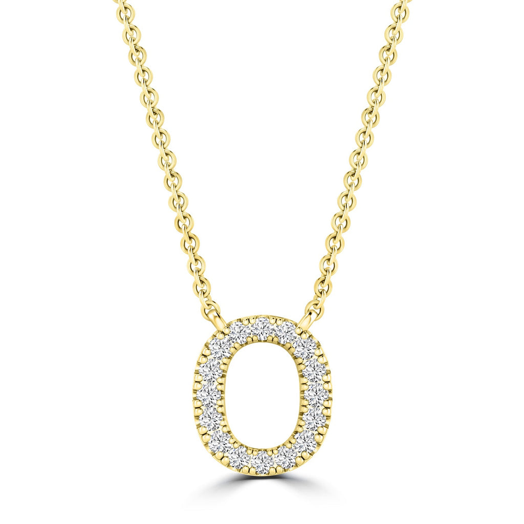 Initial 'O' Necklace with 0.09ct Diamonds in 9K Yellow Gold - PF-6277-Y