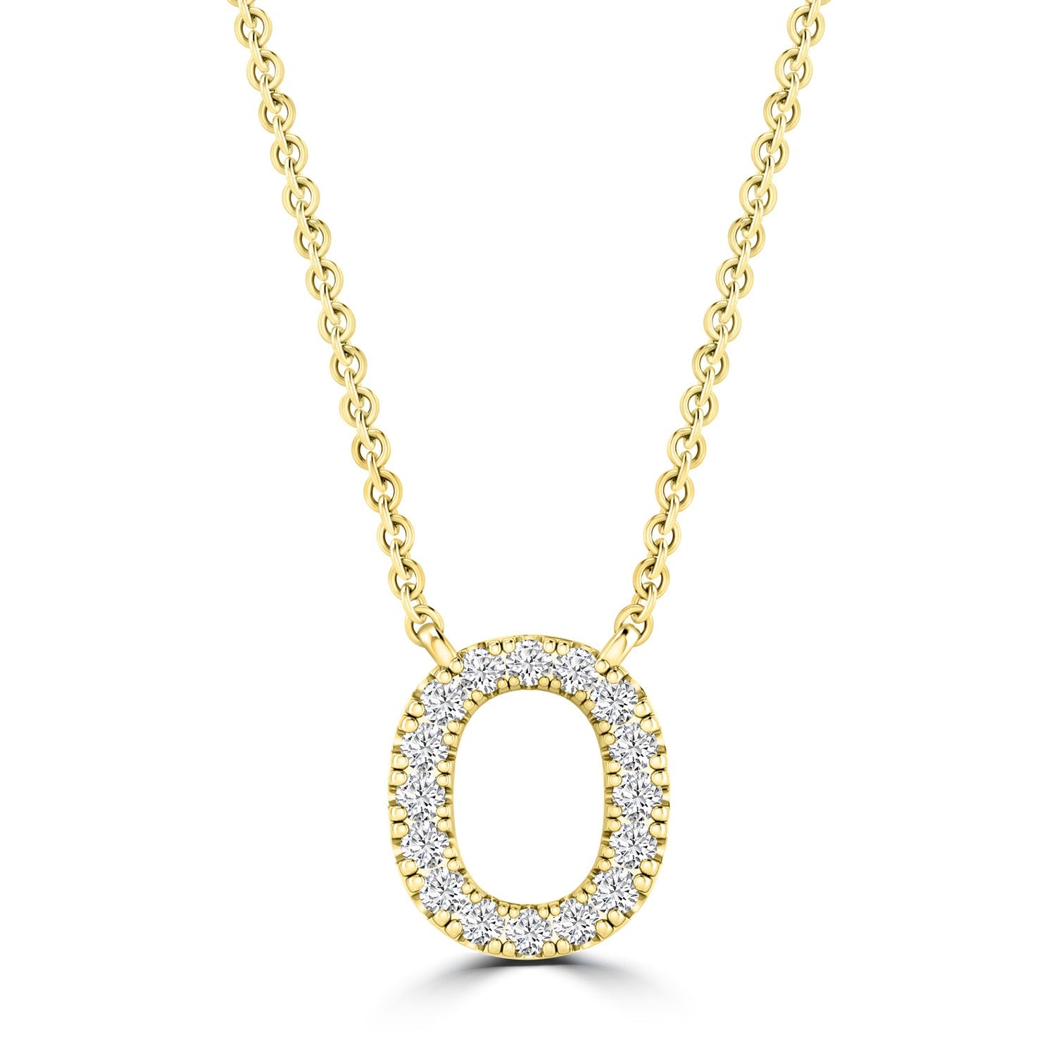 Initial 'O' Necklace with 0.09ct Diamonds in 9K Yellow Gold - PF-6277-Y