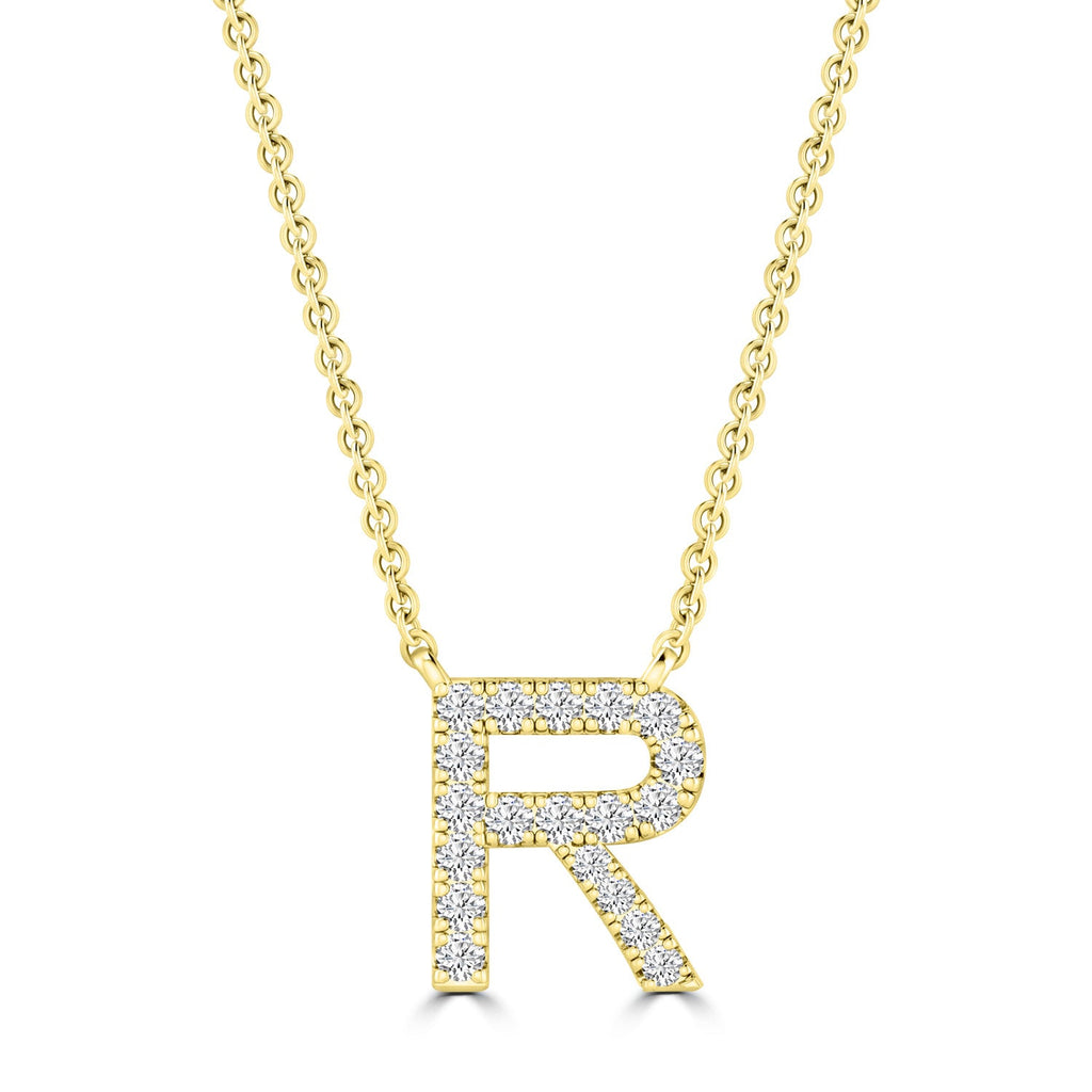 Initial 'R' Necklace wth 0.09ct Diamonds in 9K Yellow Gold - PF-6280-Y