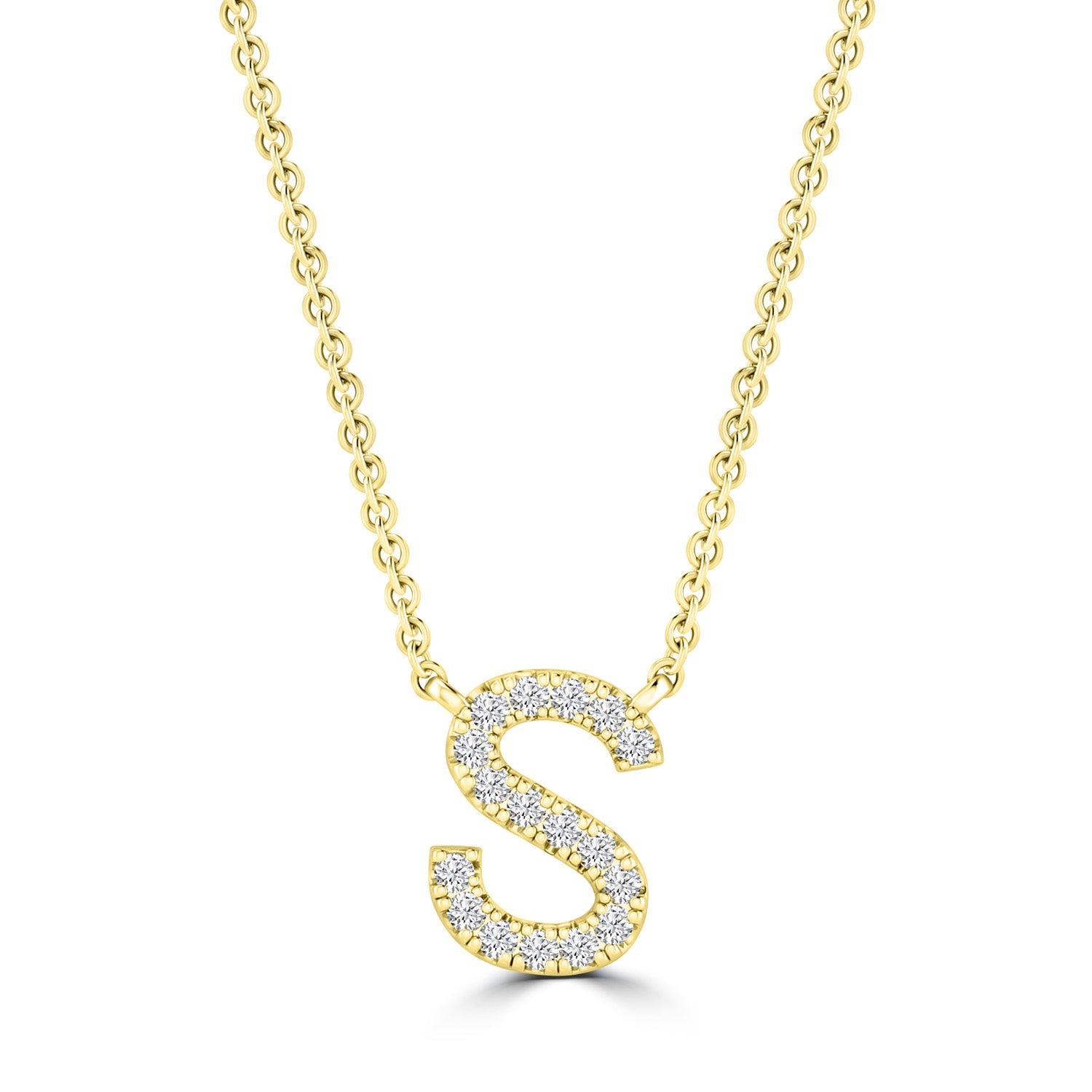 Initial 'S' Necklace with 0.06ct Diamonds in 9K Yellow Gold - PF-6281-Y