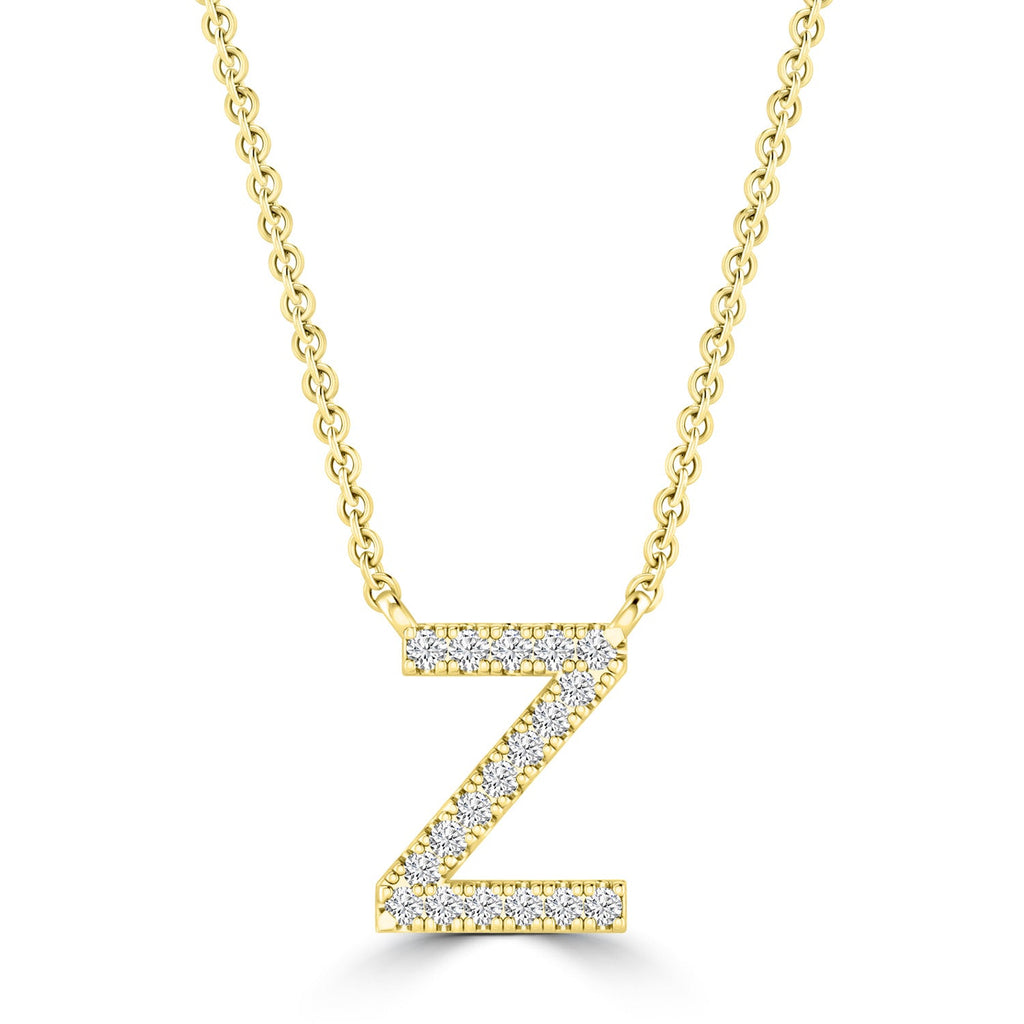 Initial 'Z' Necklace with 0.06ct Diamonds in 9K Yellow Gold - PF-6288-Y