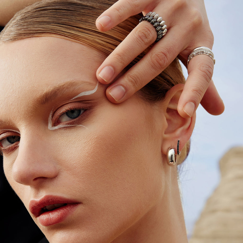 Ania Haie Black Sparkling Puffy Spike Ring