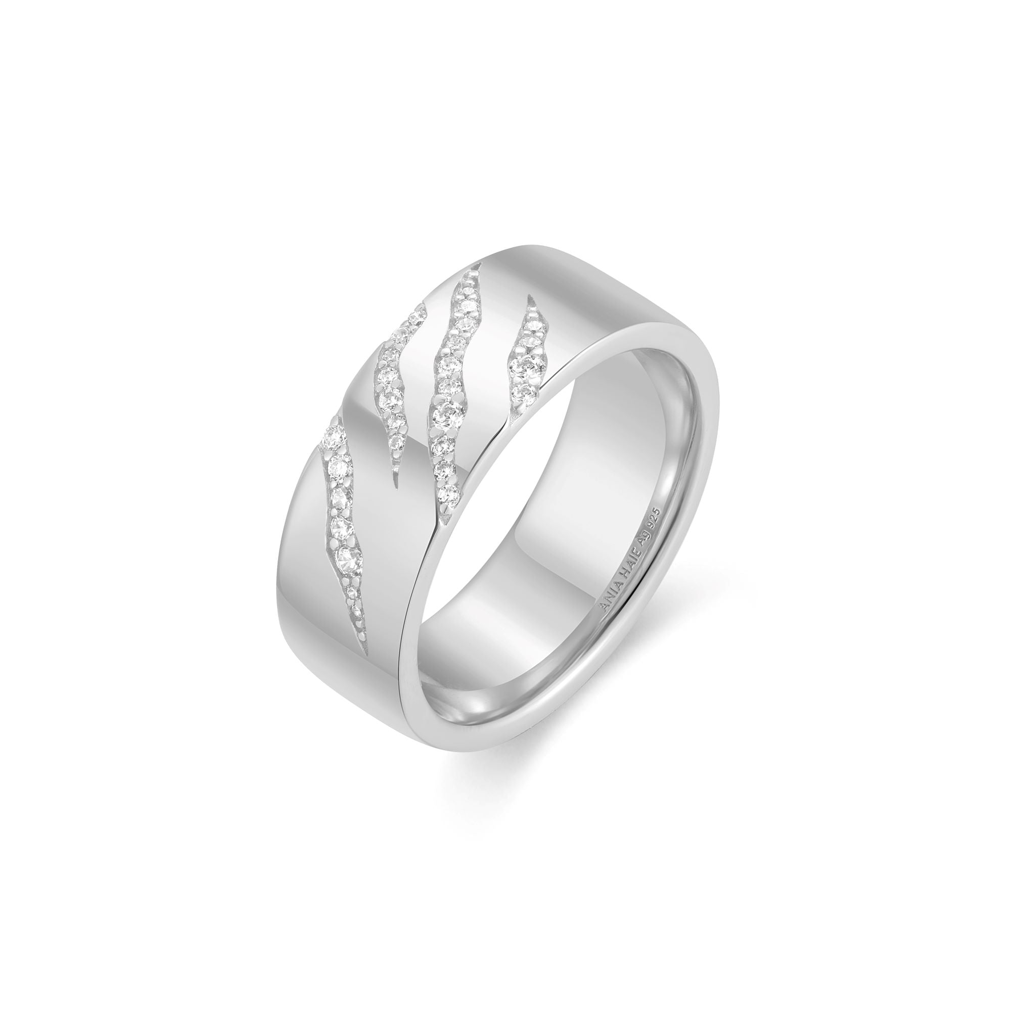 Ania Haie Silver Tiger Stripe Band